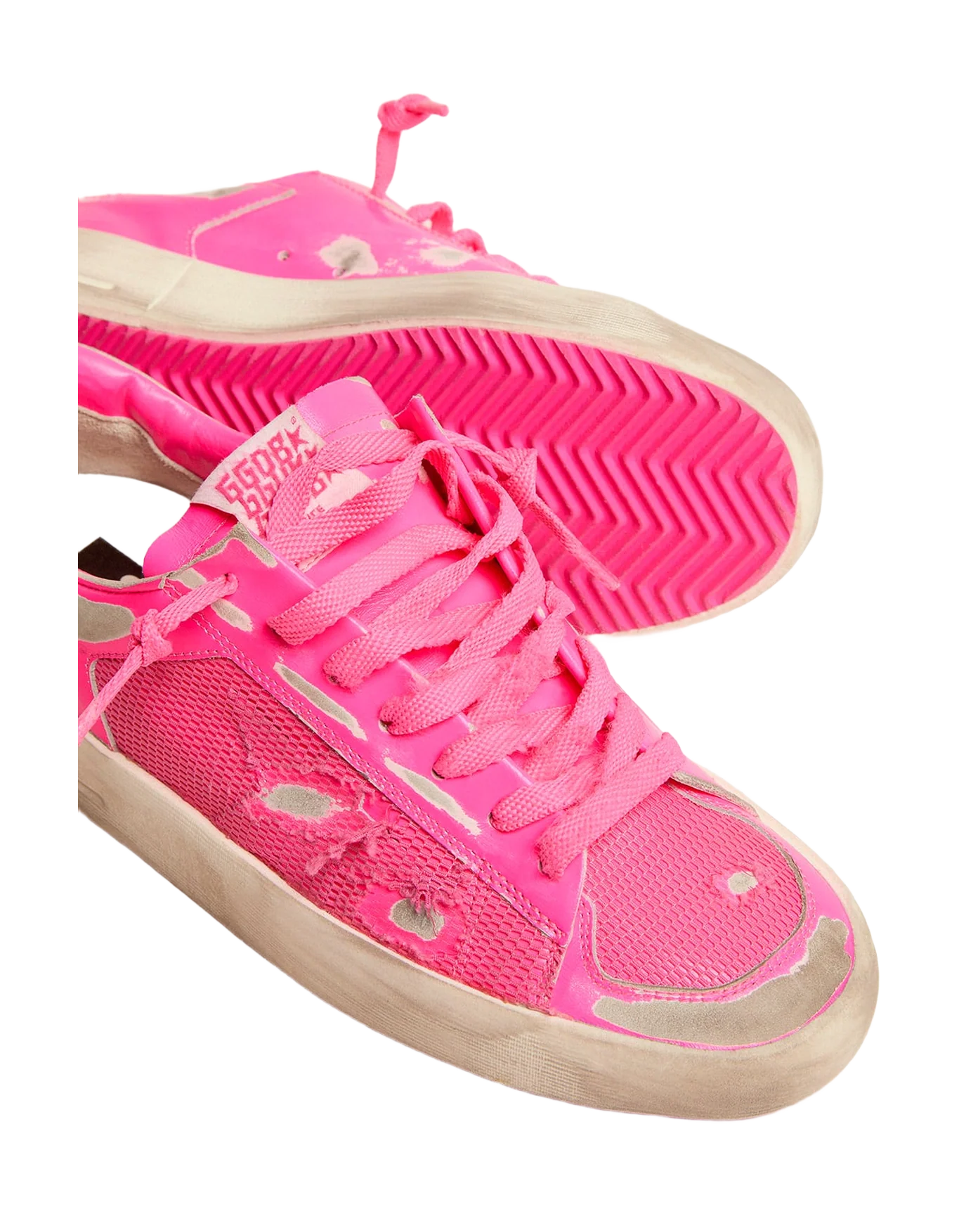 Men | Stardan Sneakers Fluorescent Pink Leather & Mesh | Pink Fluo - Image 2