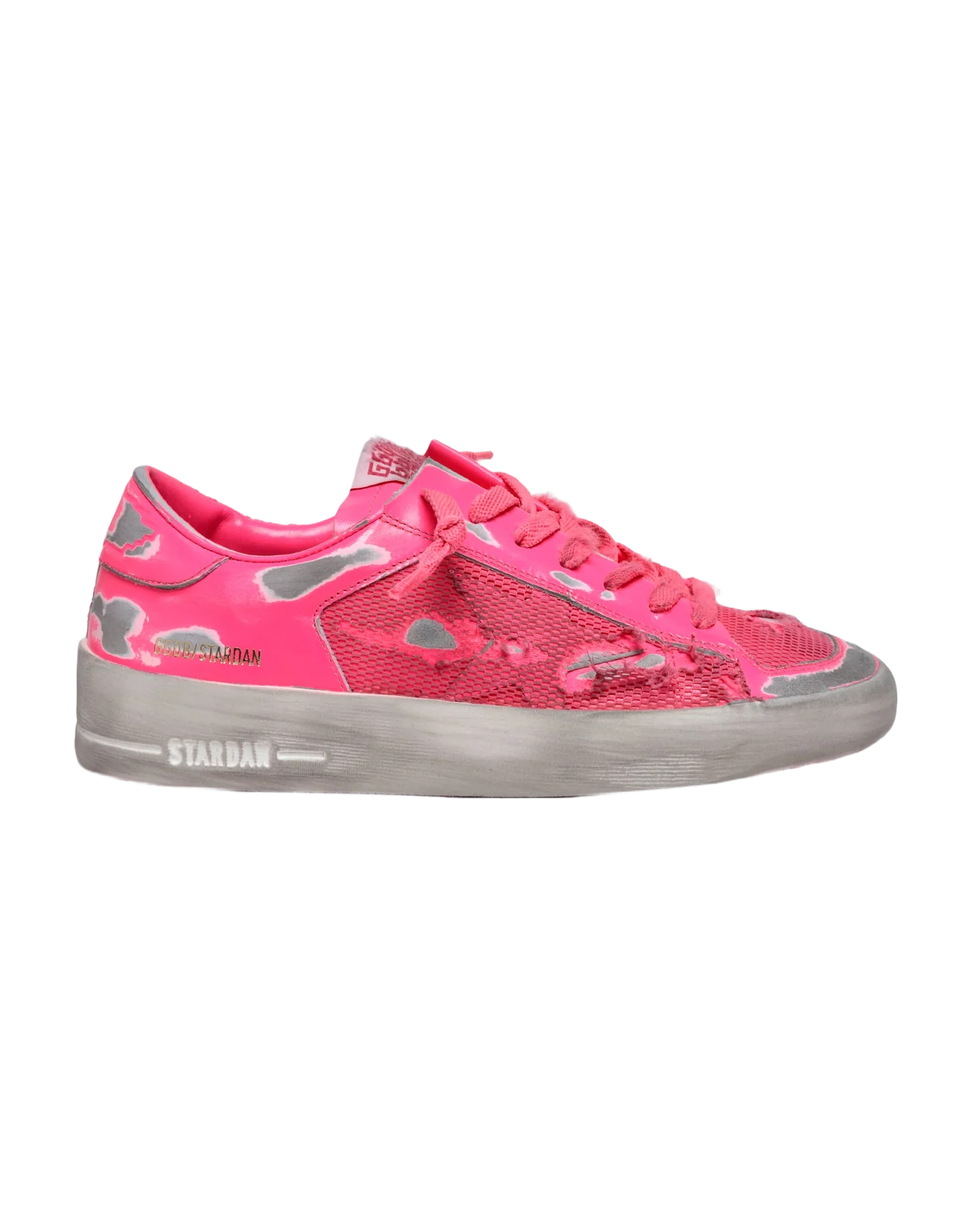 Men | Stardan Sneakers Fluorescent Pink Leather & Mesh | Pink Fluo - Image 3