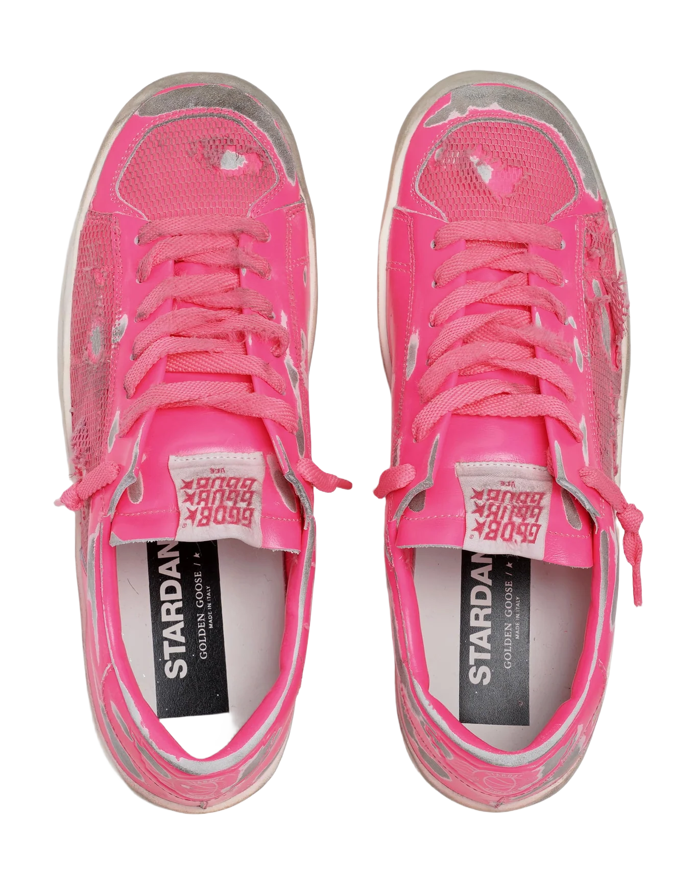 Men | Stardan Sneakers Fluorescent Pink Leather & Mesh | Pink Fluo - Image 5