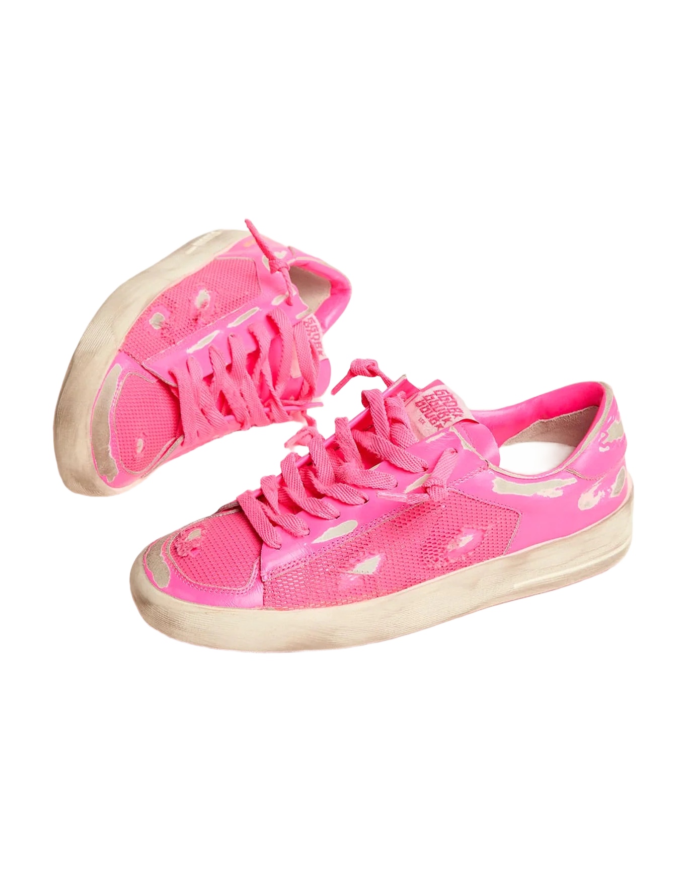 Men | Stardan Sneakers Fluorescent Pink Leather & Mesh | Pink Fluo - Image 7