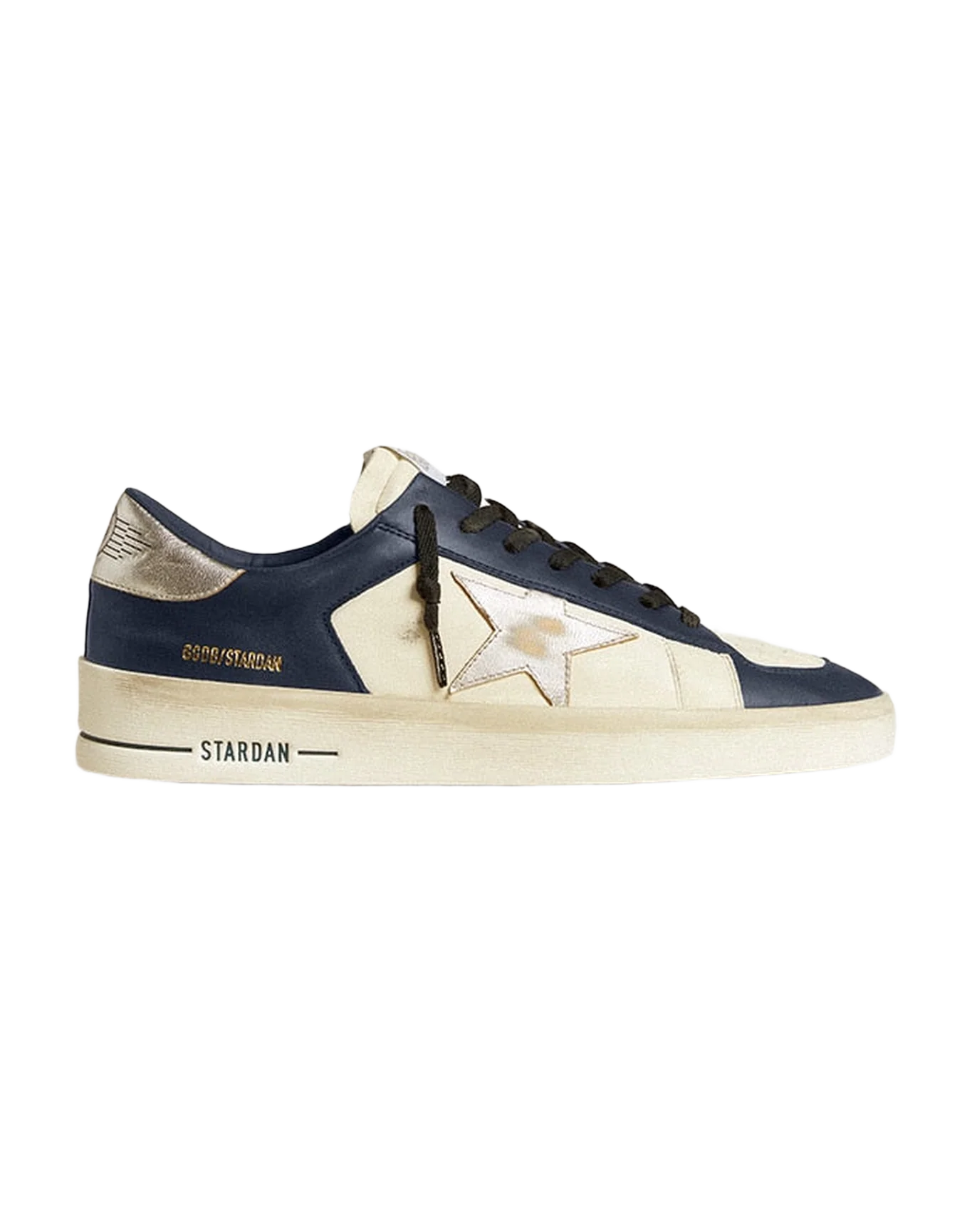 Men | Stardan White & Blu Leather with Star & Heel Tab Silver | Optic White x Navy x Silver - Image 2