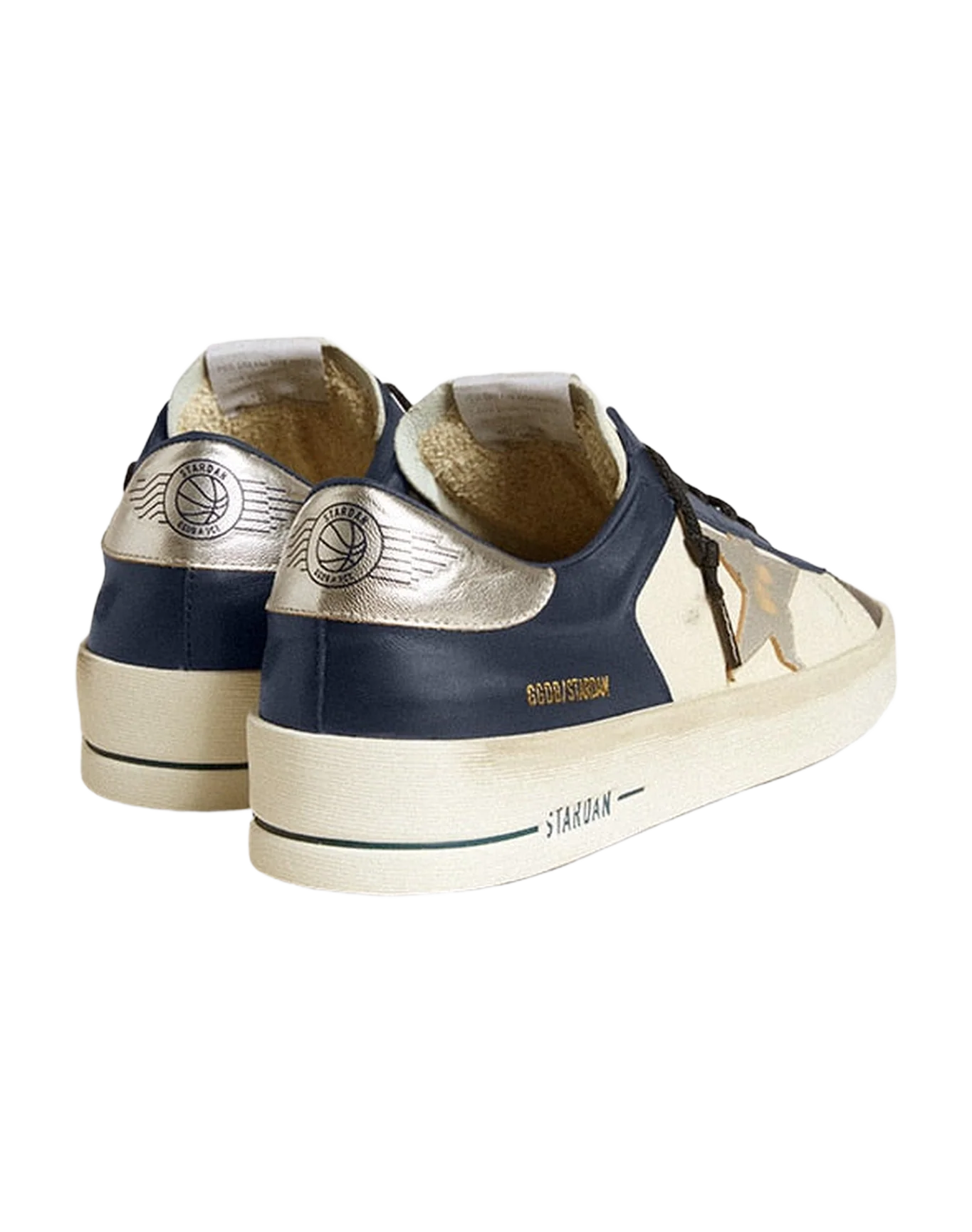 Men | Stardan White & Blu Leather with Star & Heel Tab Silver | Optic White x Navy x Silver - Image 3