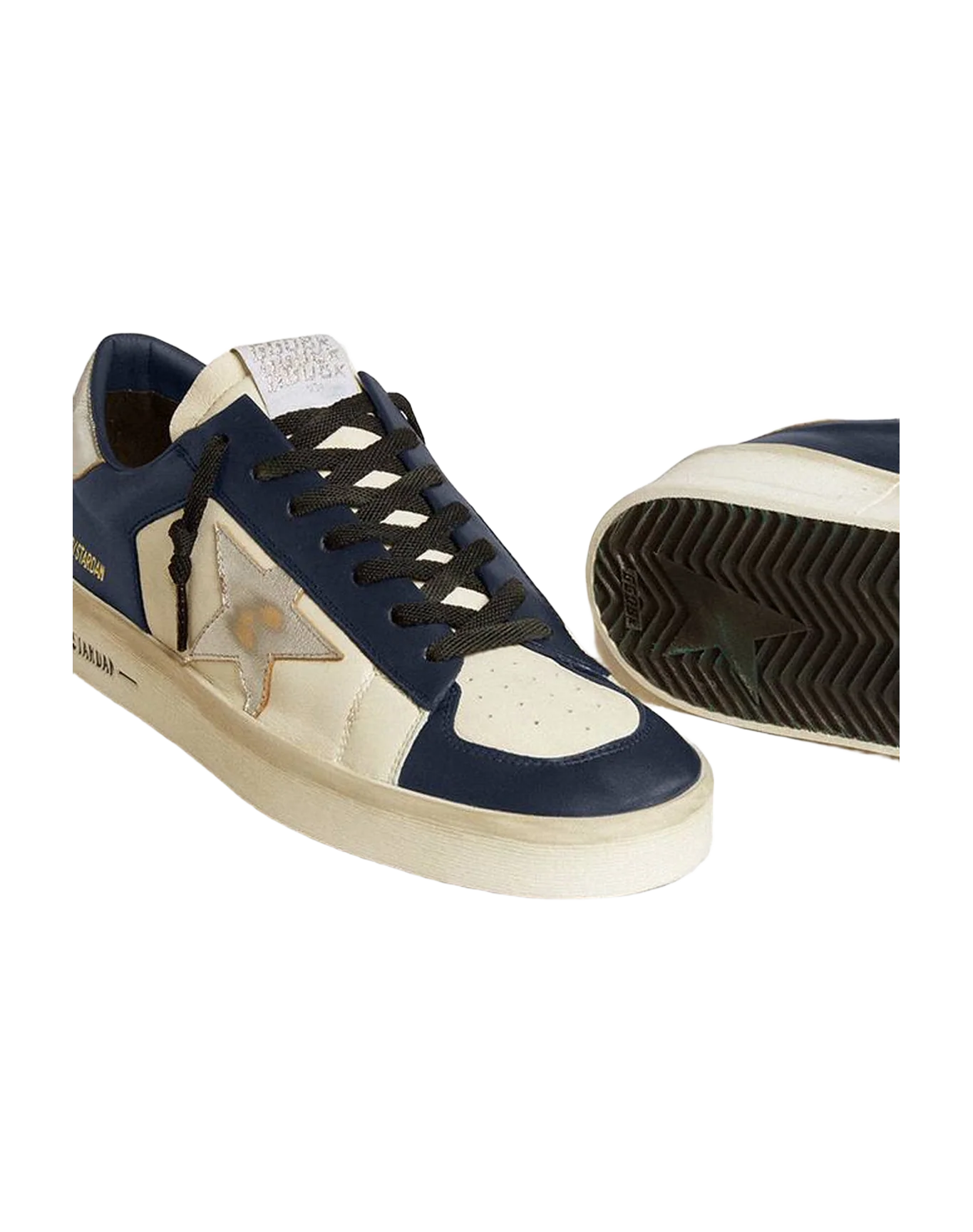 Men | Stardan White & Blu Leather with Star & Heel Tab Silver | Optic White x Navy x Silver - Image 4