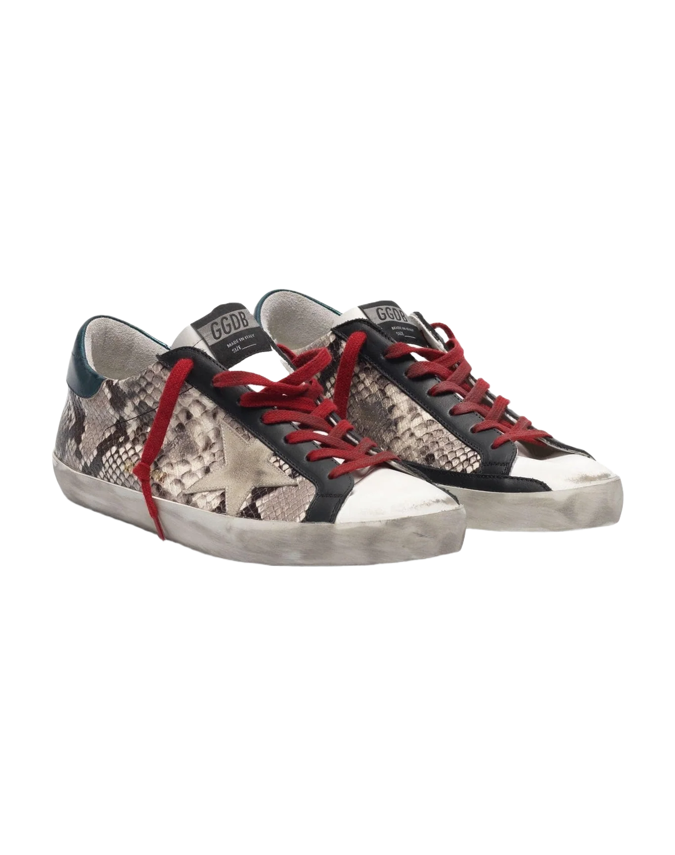 Men | Super-Star Animalier Pattern with Cream Star Green Heel Tab & Red Laces