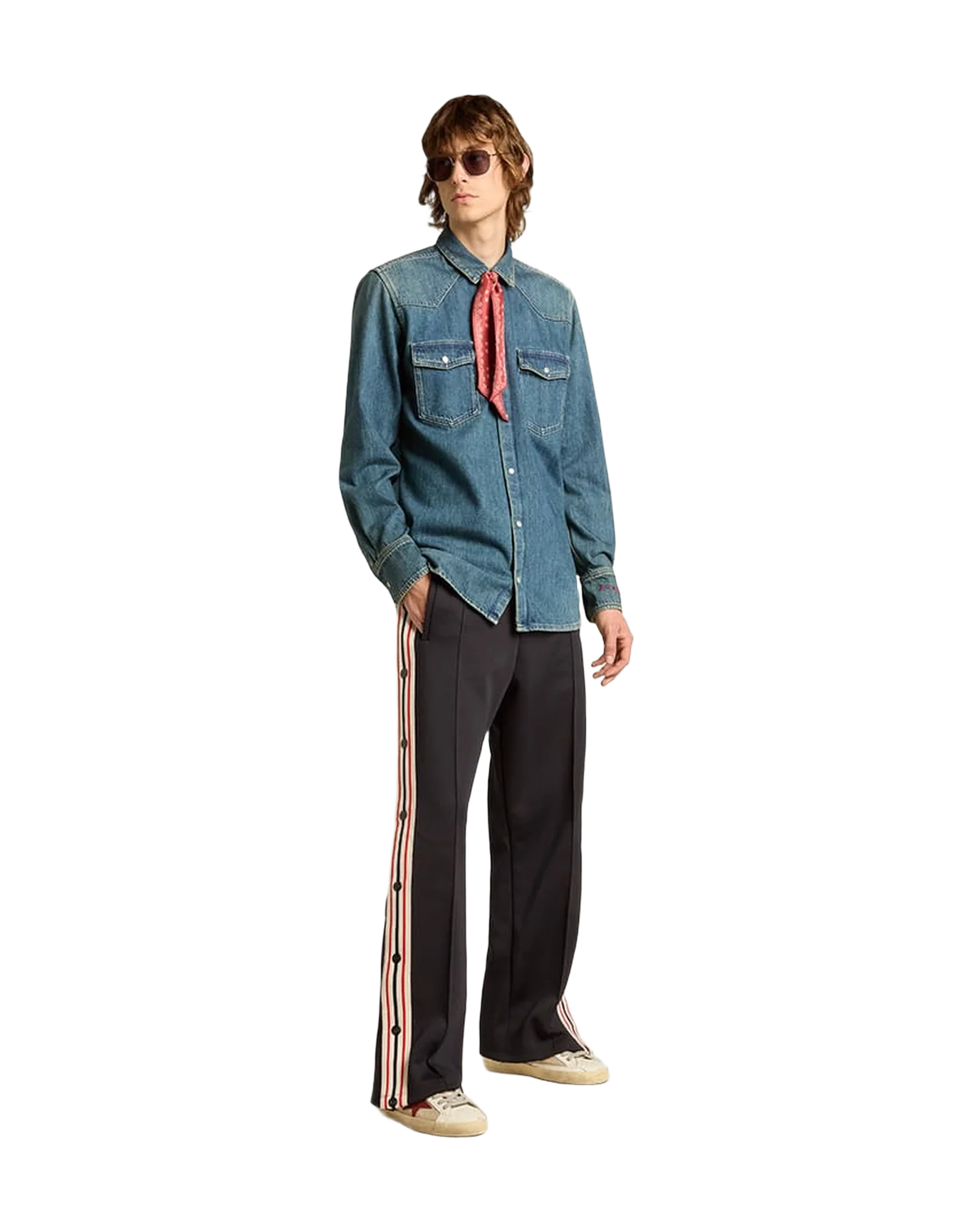 Men | Super-Star Beige Mesh with A Red Suede Star & Silver Heel Tab | Beige x White x Dark Red x Silver - Image 5