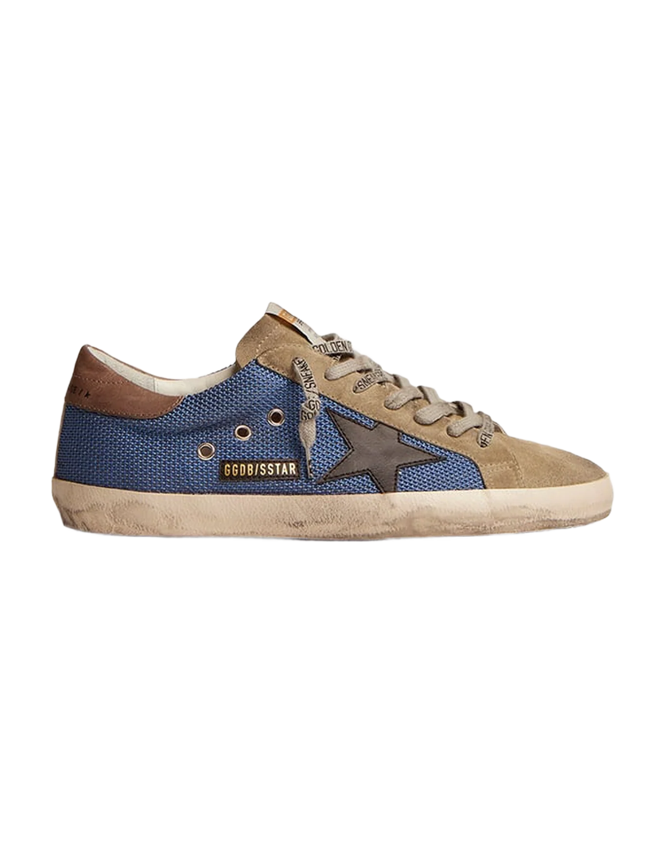 Men | Super-Star Blue Mesh with Black Leather Star & Tobacco Heel Tab | Denim Blue x Taupe x Black x Dark Grey - Image 7