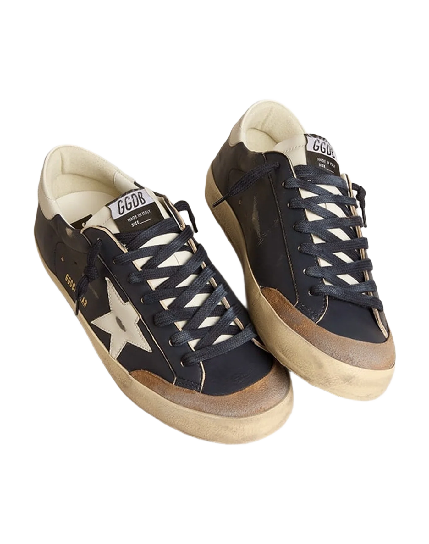 Men | Super-Star Blue Nappa Leather with White Leather Star & Heel Tab | Dark Blue x White x Tabacco