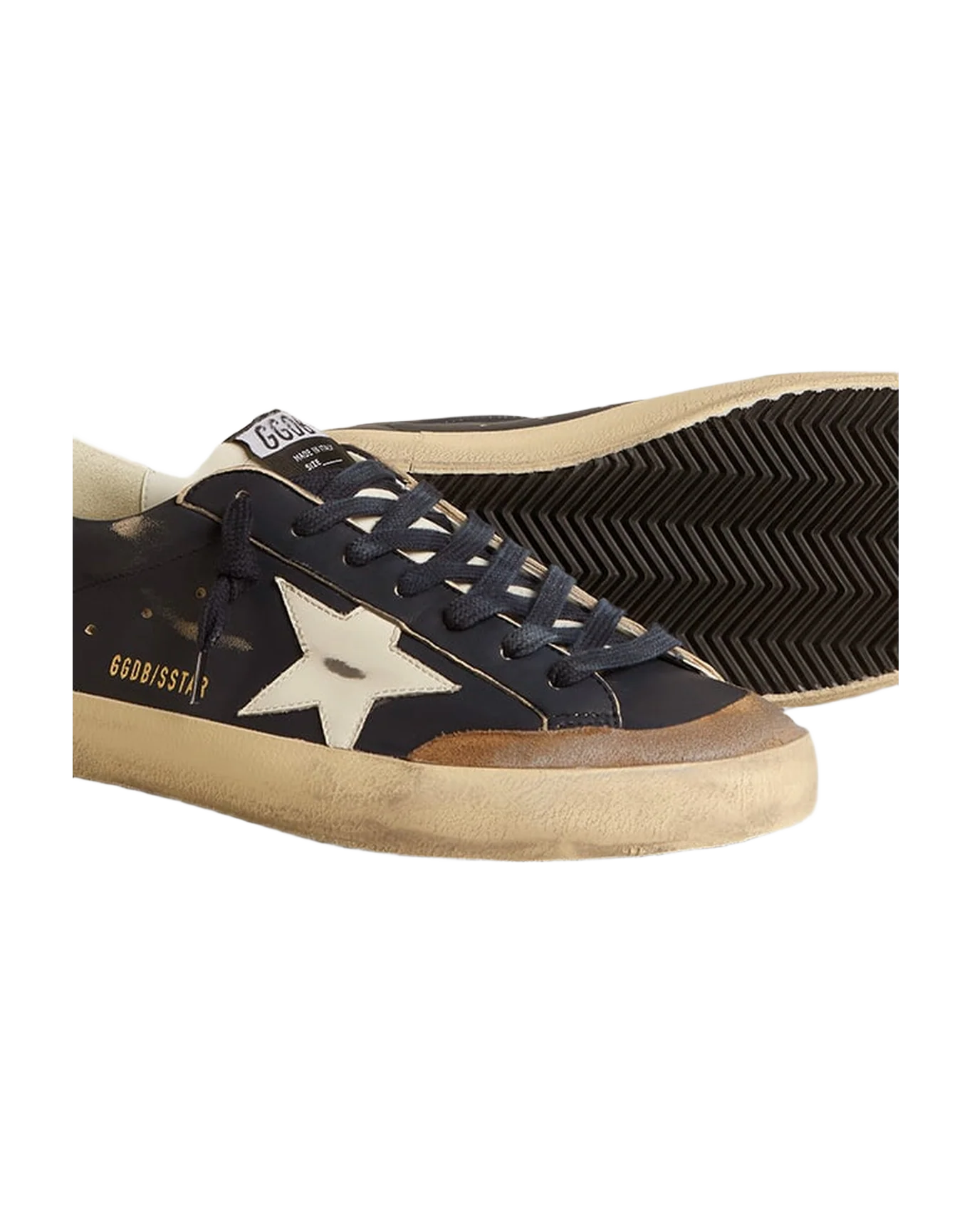 Men | Super-Star Blue Nappa Leather with White Leather Star & Heel Tab | Dark Blue x White x Tabacco - Image 6