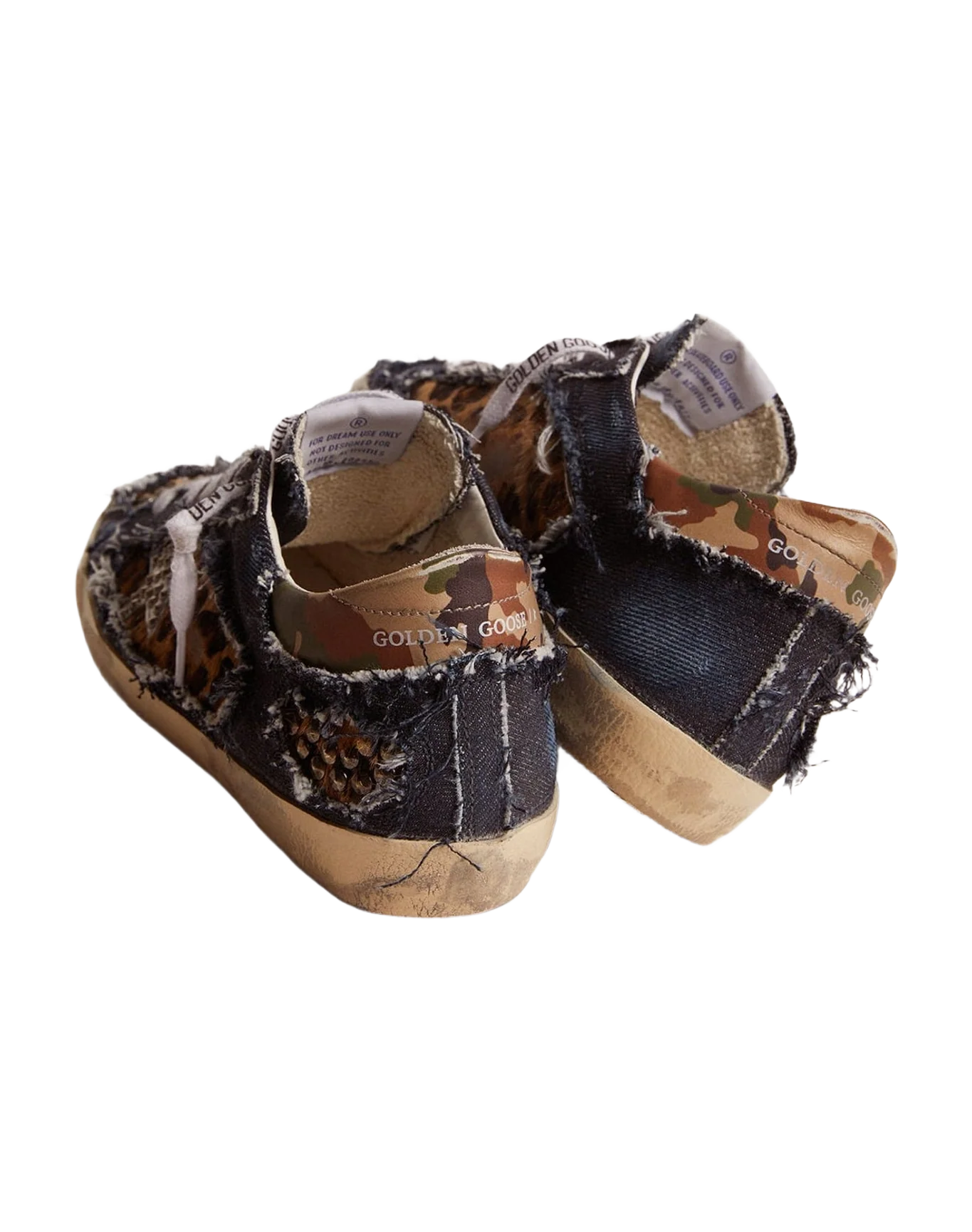 Men | Super-Star Lab Sneakers Denim & Leopard-Print Pony Skin | Blue Beige Brown Black Leo x White x Green Camou