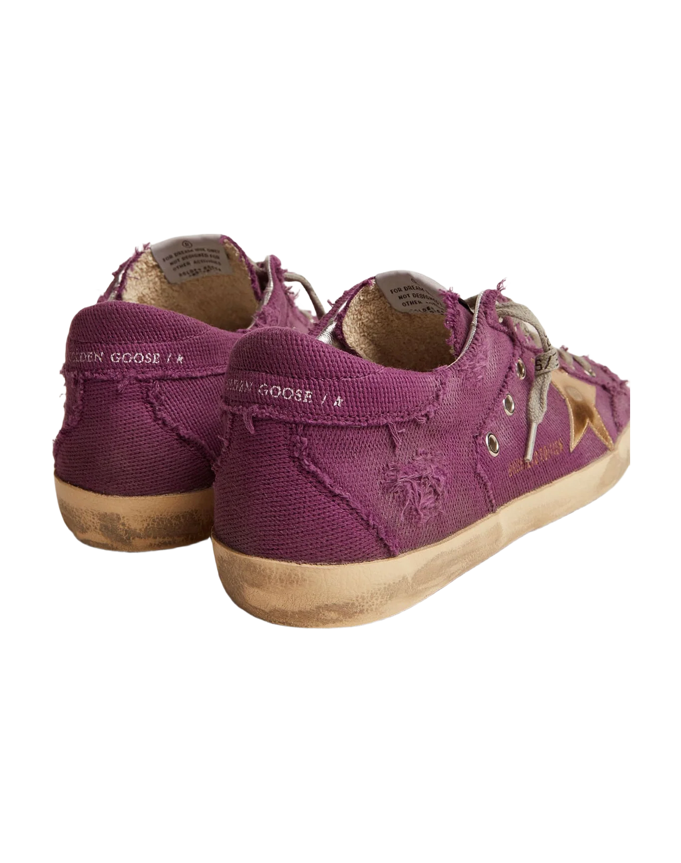 Men | Super-Star Lab Sneakers Purple Distressed Canvas with Gold Star | Purple x Gold - Image 5