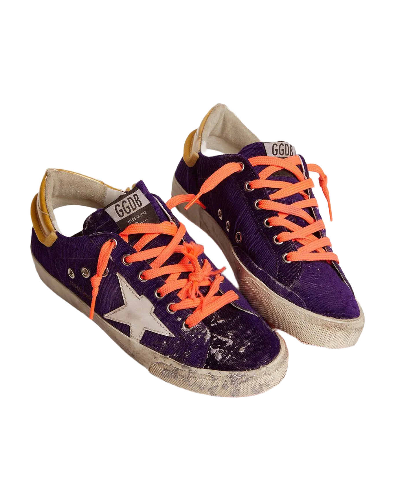 Men | Super-Star Lab Sneakers Purple Velvet with Pvc Heel Tab | Purple x White x Beige - Image 2