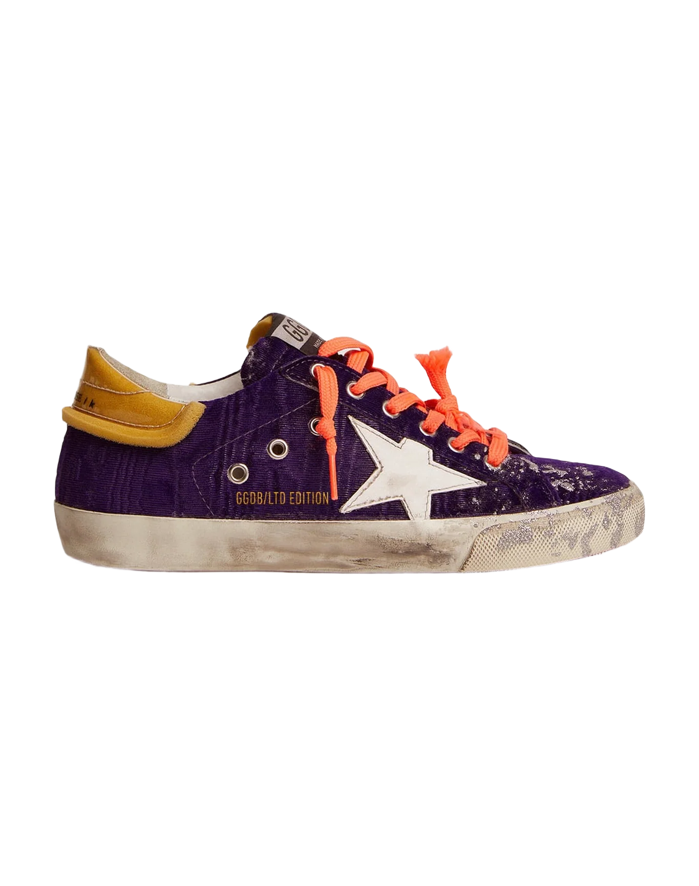Men | Super-Star Lab Sneakers Purple Velvet with Pvc Heel Tab | Purple x White x Beige - Image 3