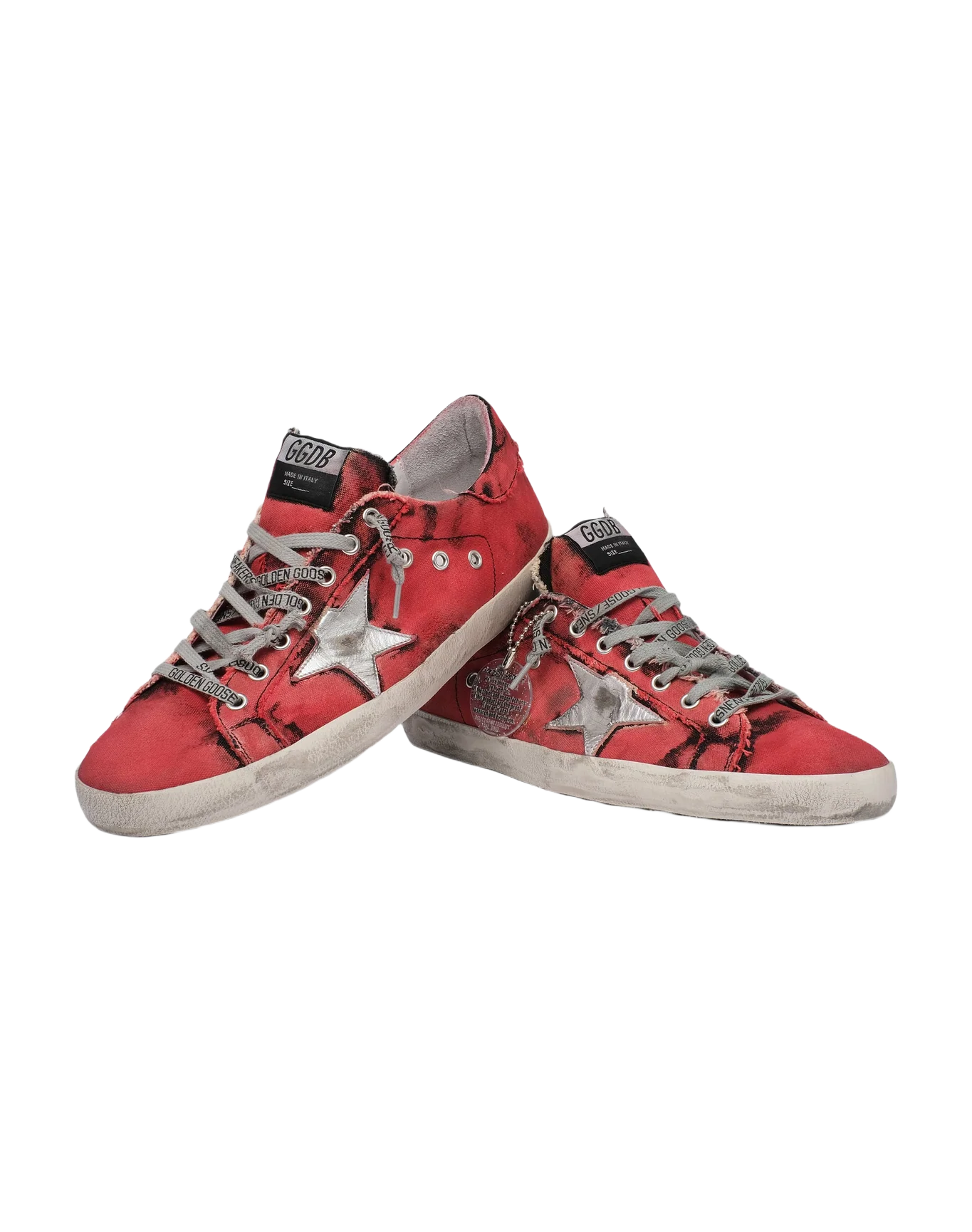 Men | Super-Star Lab Sneakers Red & Black Canvas with Silver Star | Dark Red x Silver - Image 3