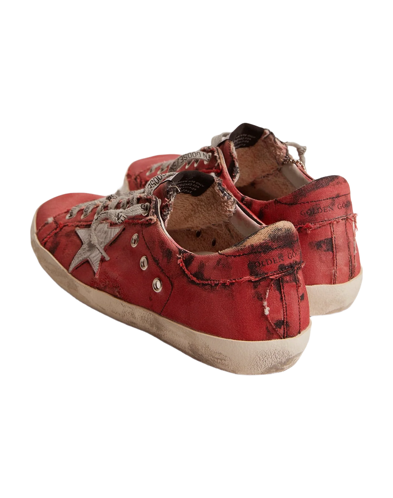Men | Super-Star Lab Sneakers Red & Black Canvas with Silver Star | Dark Red x Silver - Image 4