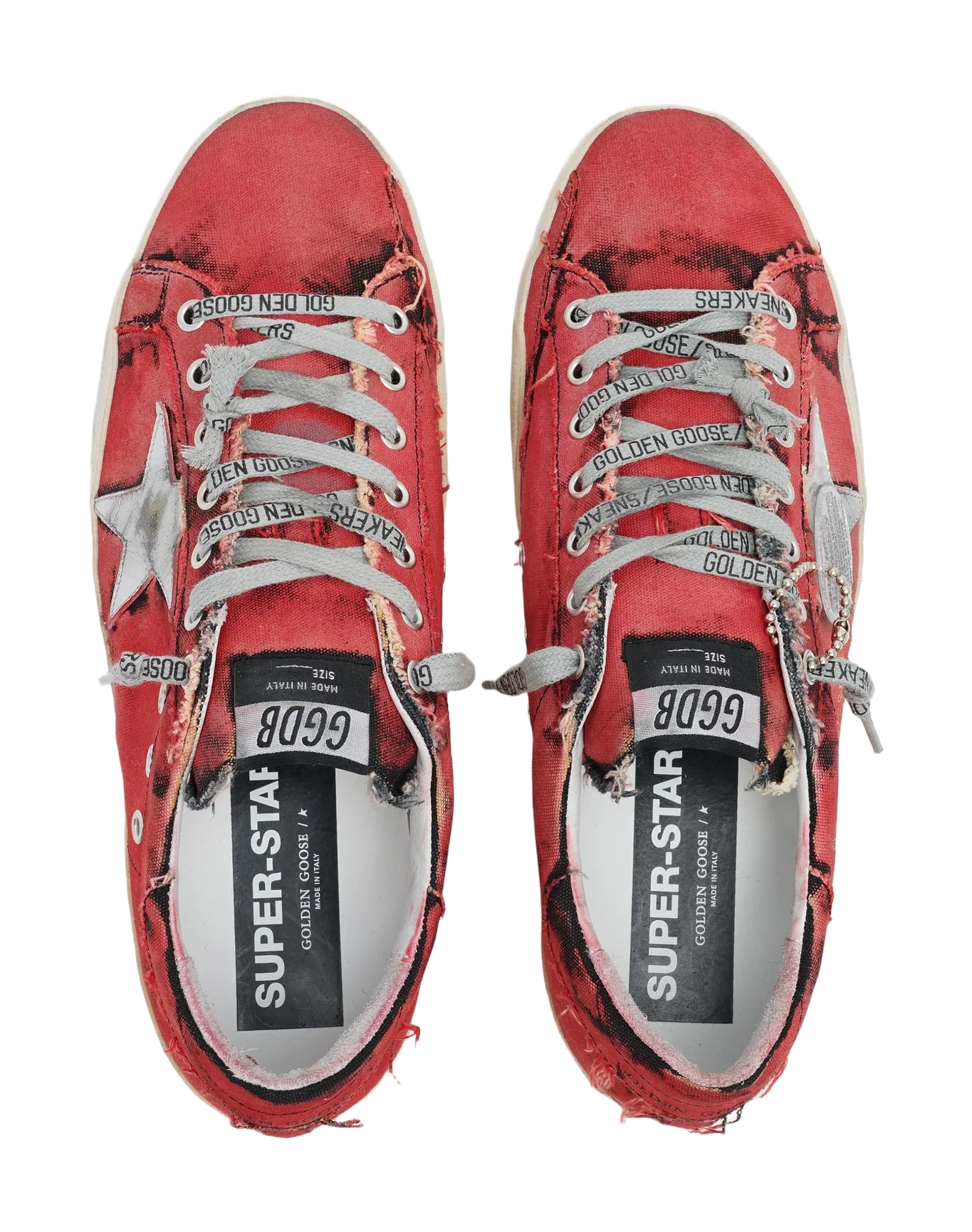 Men | Super-Star Lab Sneakers Red & Black Canvas with Silver Star | Dark Red x Silver - Image 6