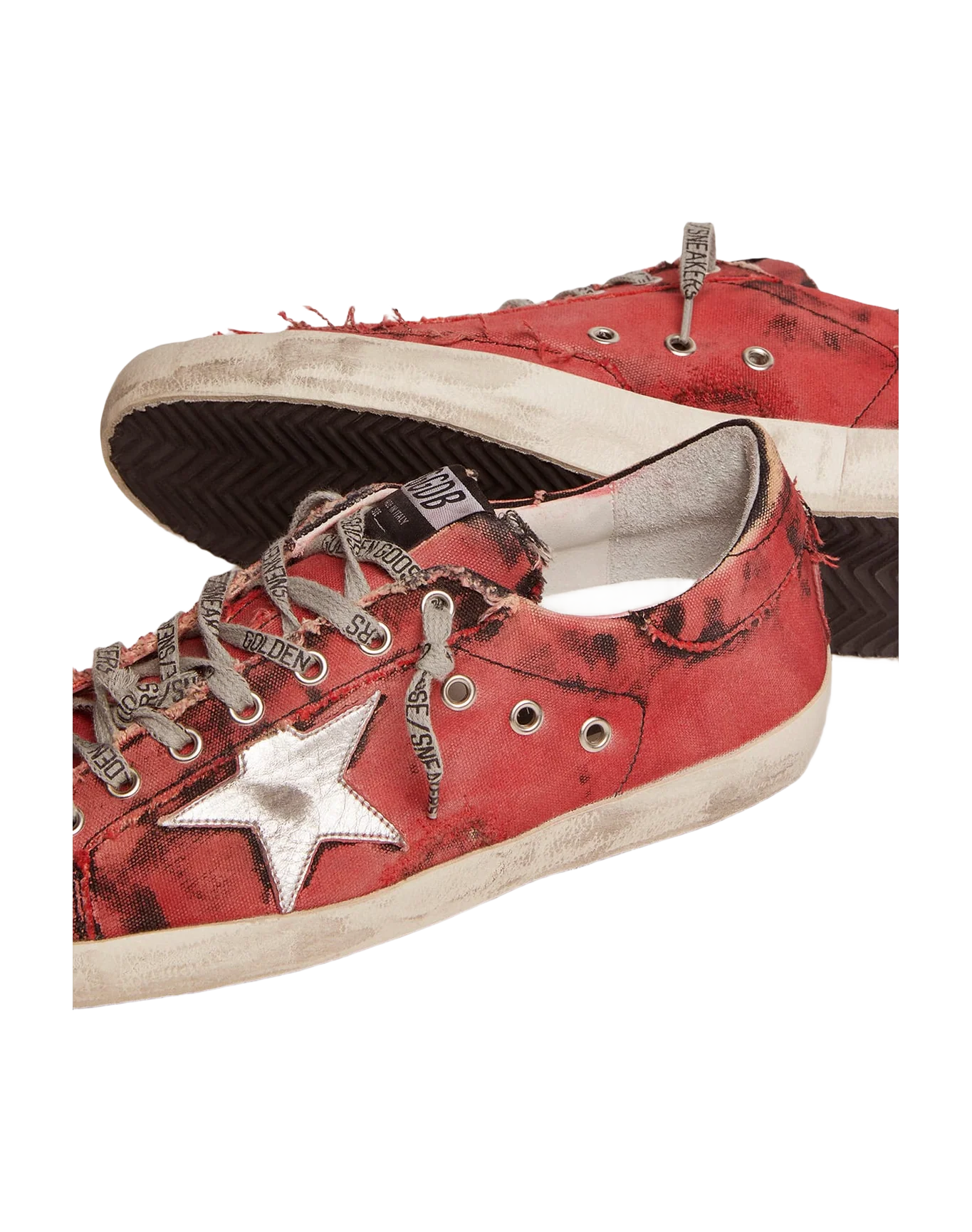 Men | Super-Star Lab Sneakers Red & Black Canvas with Silver Star | Dark Red x Silver - Image 7