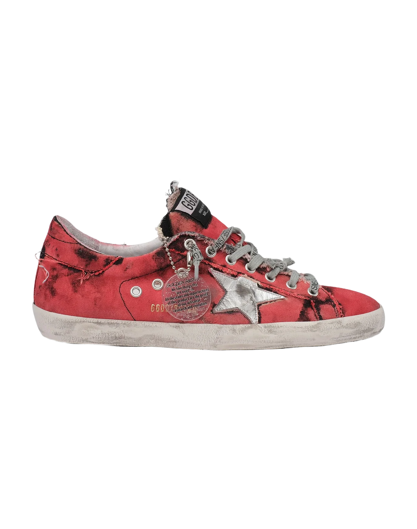 Men | Super-Star Lab Sneakers Red & Black Canvas with Silver Star | Dark Red x Silver - Image 8
