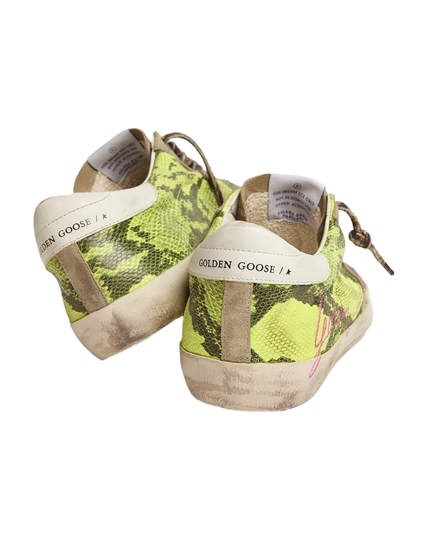 Men | Super-Star Ltd Fluorescent Yellow Suede & Dove Gray Inserts | Yellow Fluo Snake x Taupe x White - Image 3