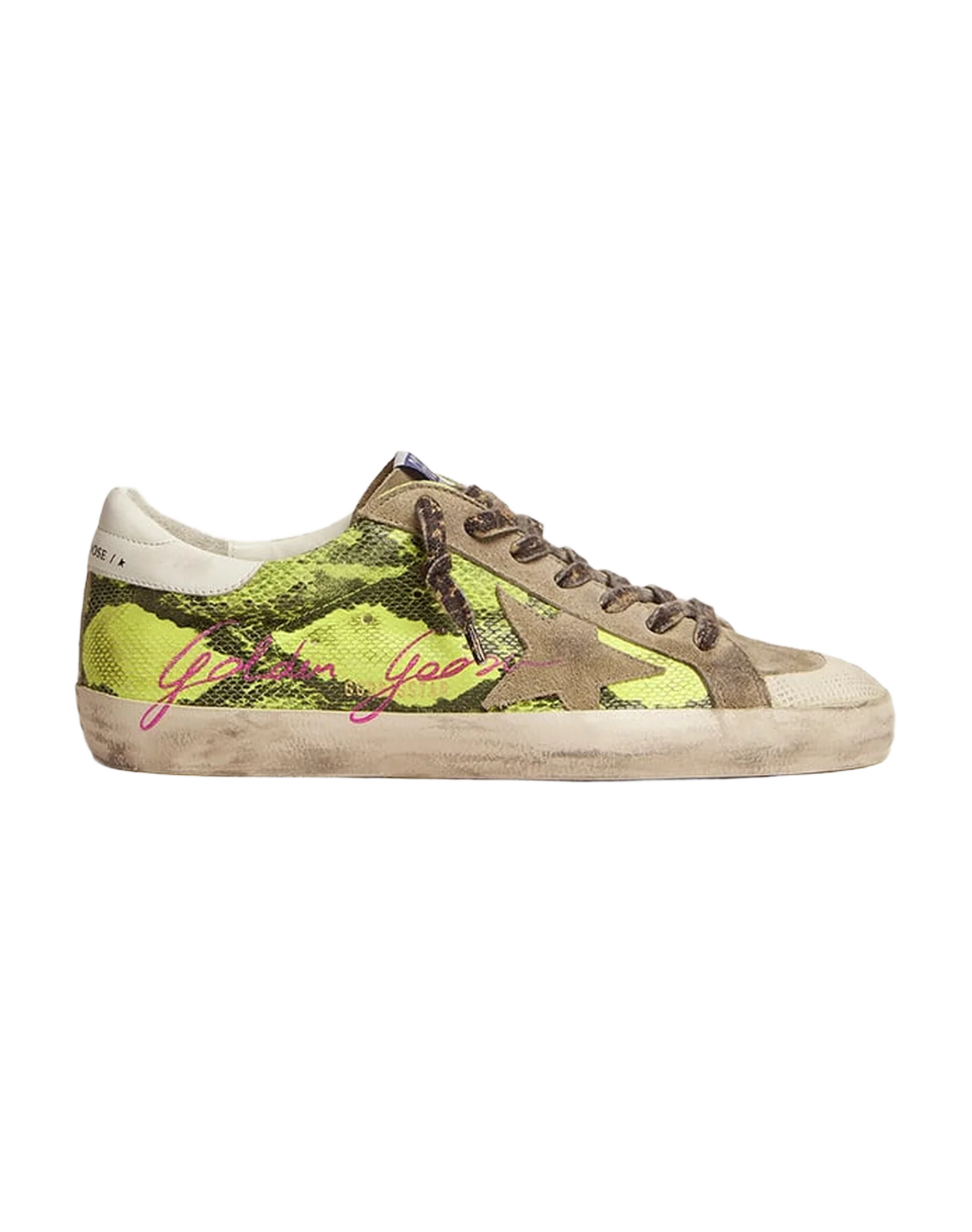 Men | Super-Star Ltd Fluorescent Yellow Suede & Dove Gray Inserts | Yellow Fluo Snake x Taupe x White - Image 4