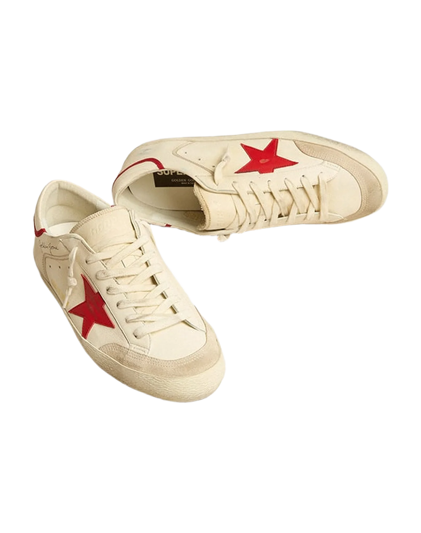 Men | Super-Star Ltd Nappa with Red Leather Star & Pearl Suede Toe | Optic White x Seed Pearl x Red - Image 5