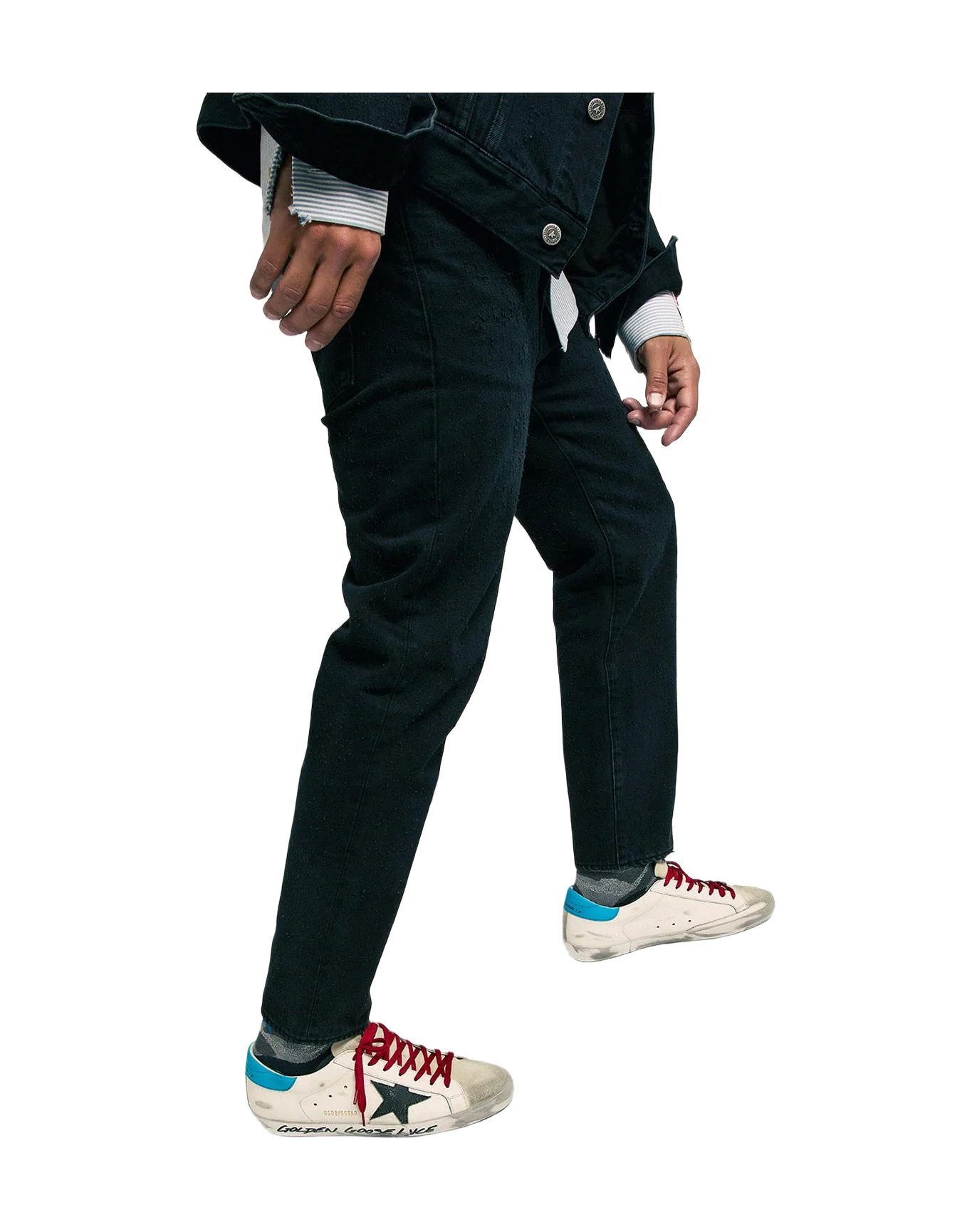 Men | Super-Star Ltd Sneakers with Light Blue Heel Tab & Black Star | White x Ice x Black x Cyan Blue - Image 4