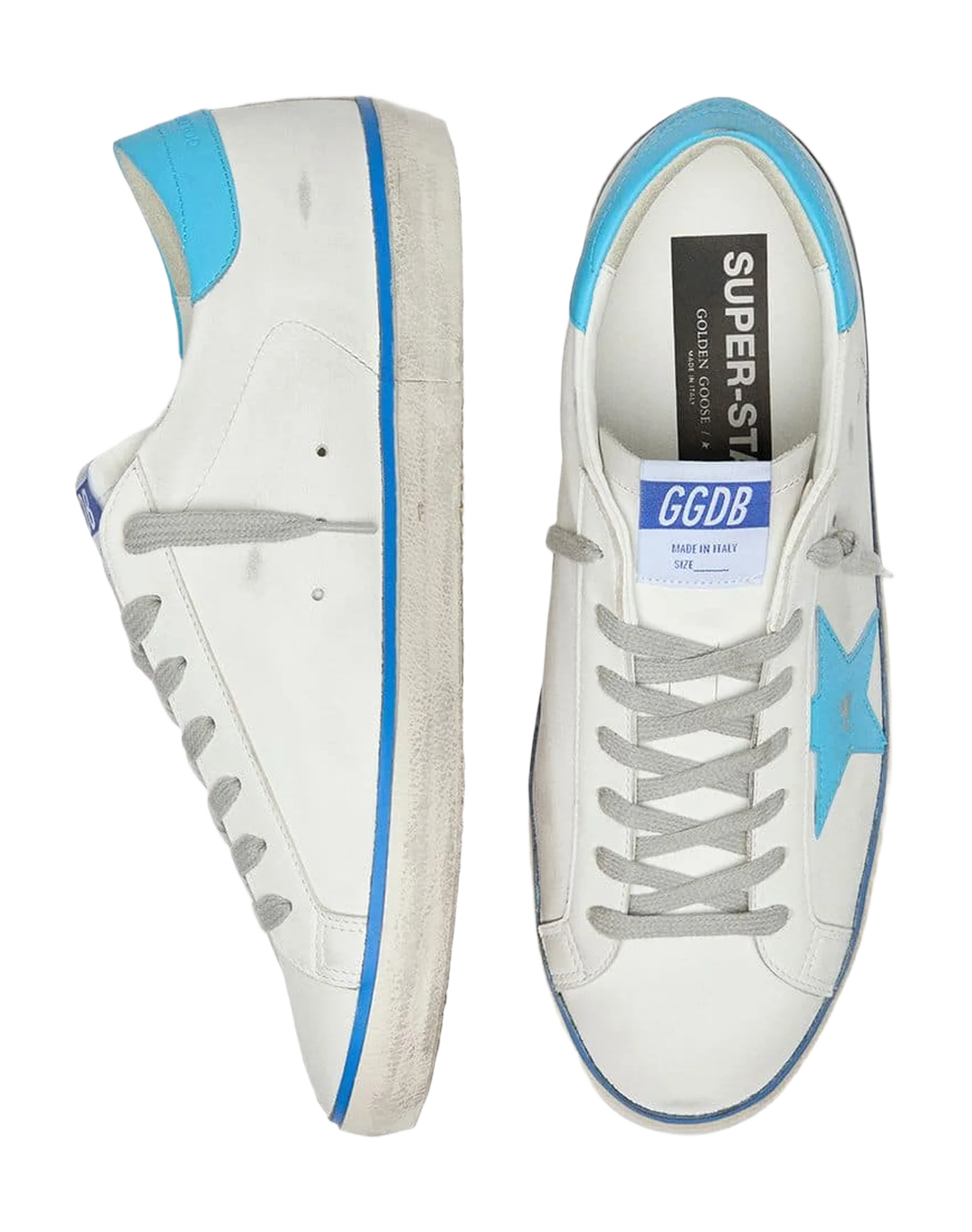 Men | Super-Star Ltd White Leather with Light Blue Leather Star & Heel Tab | Optic White x Light Blue x Blue - Image 11