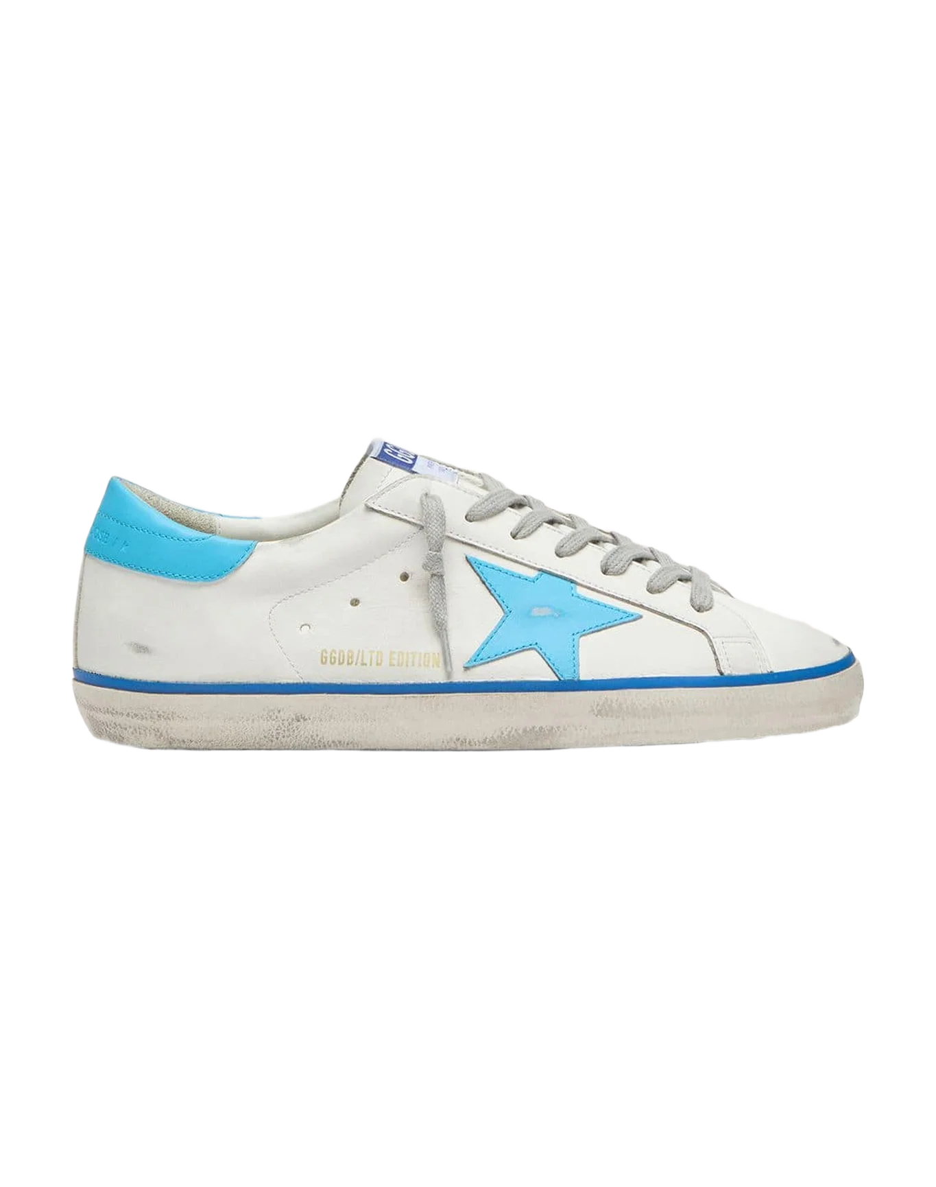 Men | Super-Star Ltd White Leather with Light Blue Leather Star & Heel Tab | Optic White x Light Blue x Blue - Image 2