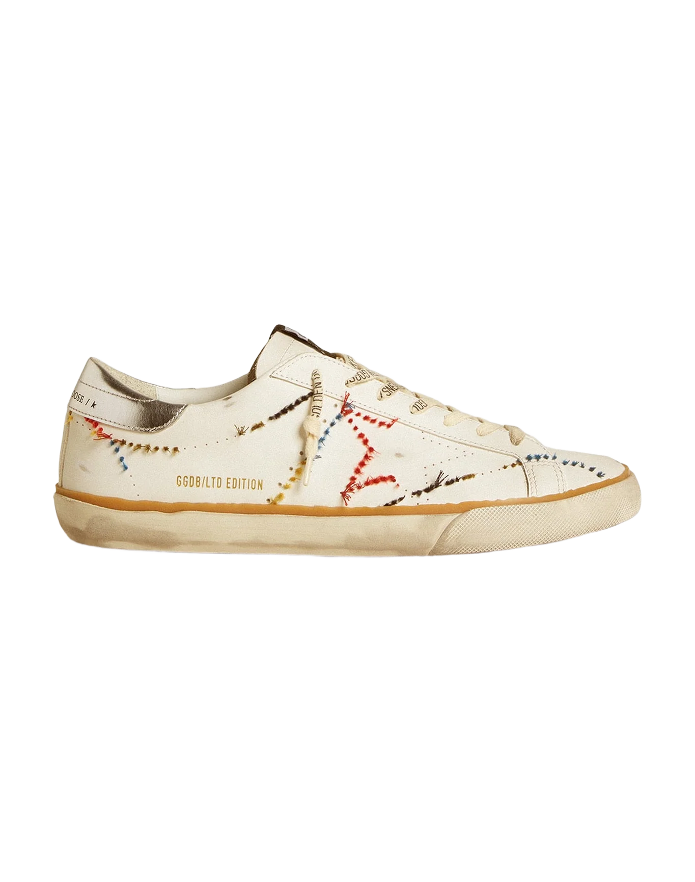 Men | Super-Star Ltd with Perforated Star & Metallic Leather Heel Tab | Optic White x Silver - Image 5