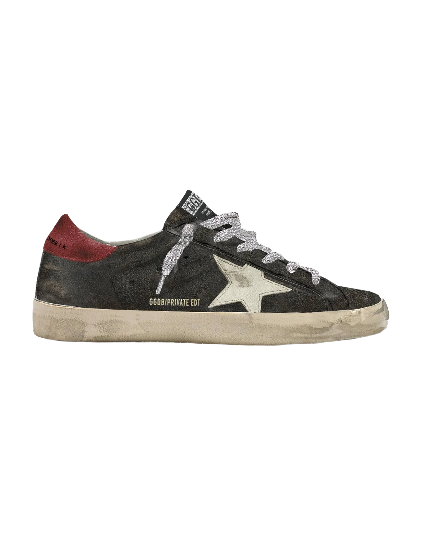 Men | Super-Star Man Leather Upper & Toe Nabuk Star Suede & Heel Silver Laces | Black x Ice x Red