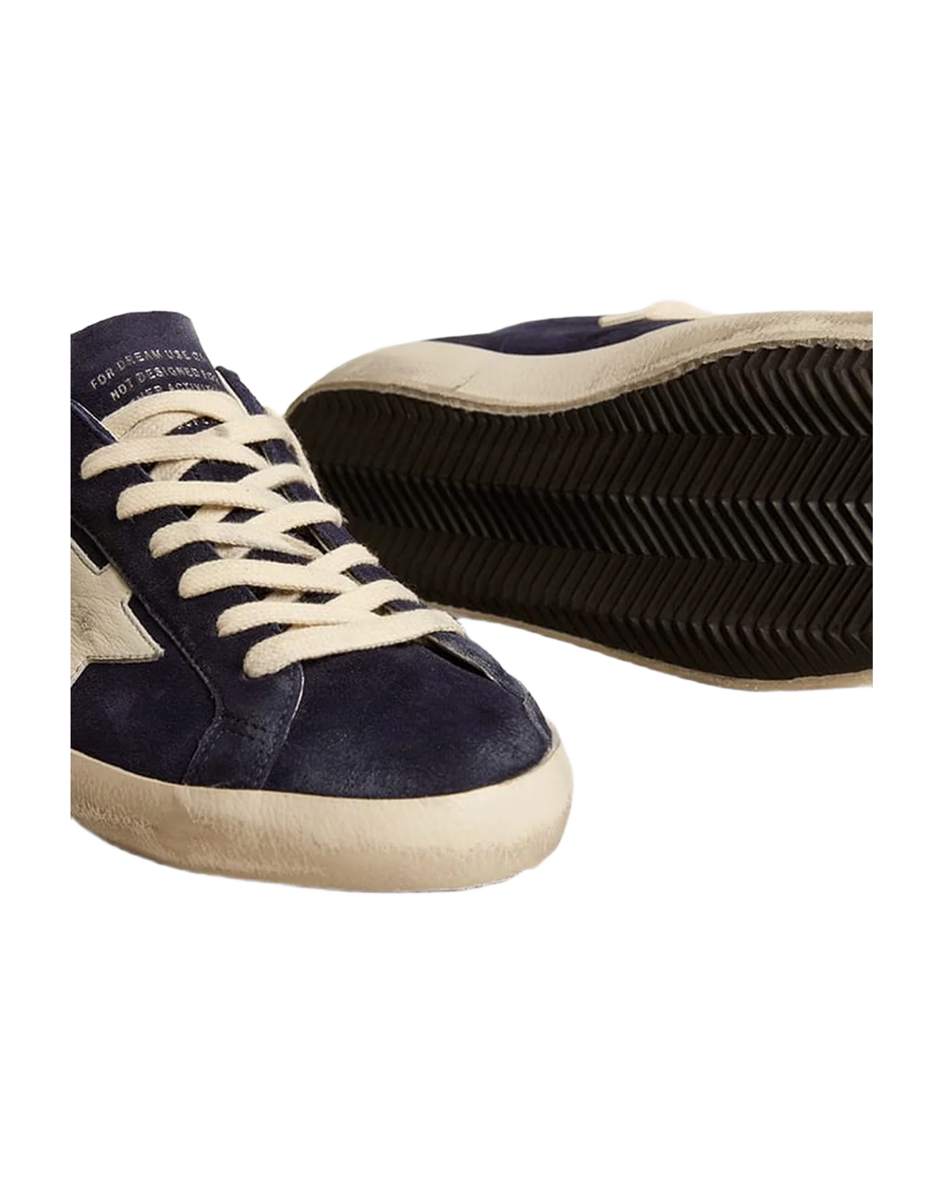 Men | Super-Star Navy Blue Suede with Star & White Heel Tab | Blue x White - Image 2