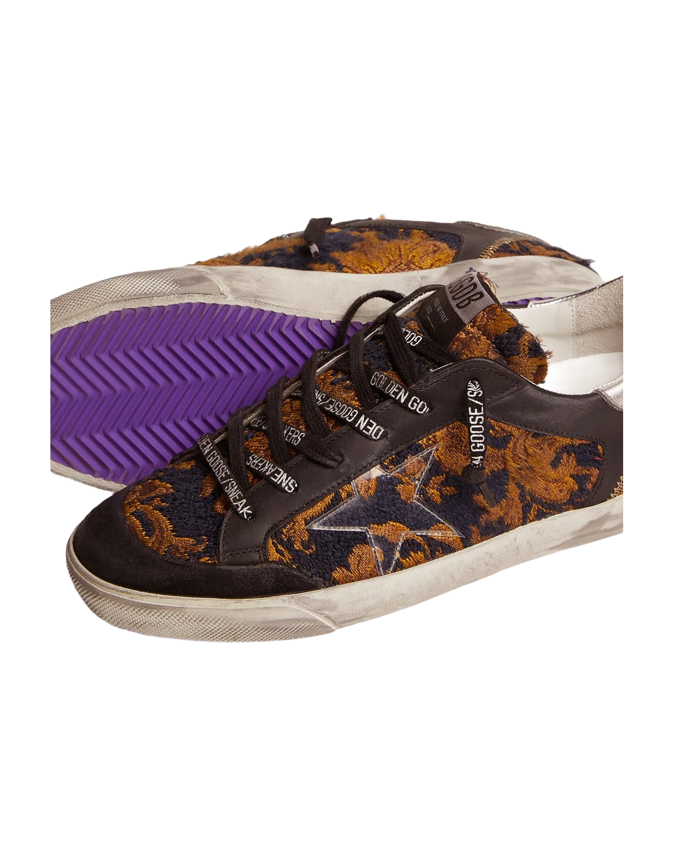 Men | Super-Star Penstar Lab Sneakers Jacquard Brocade with Pvc Star | Navy Gold x Black x Silver - Image 2