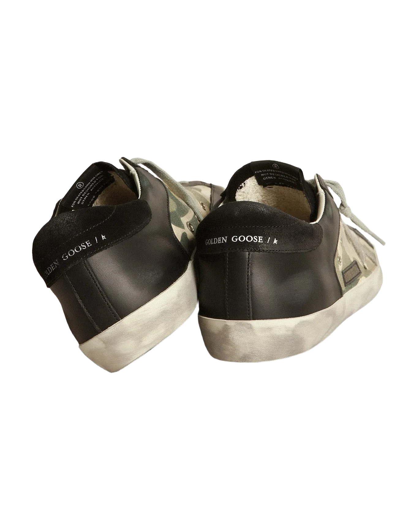 Men | Super-Star Sneakers Black Leather & Camouflage Canvas | Black x Green Camouflage x Ice - Image 2