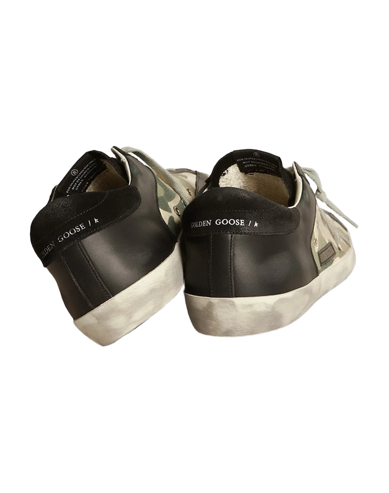 Men | Super-Star Sneakers Black Leather & Camouflage Canvas | Black x Green Camouflage x Ice - Image 5