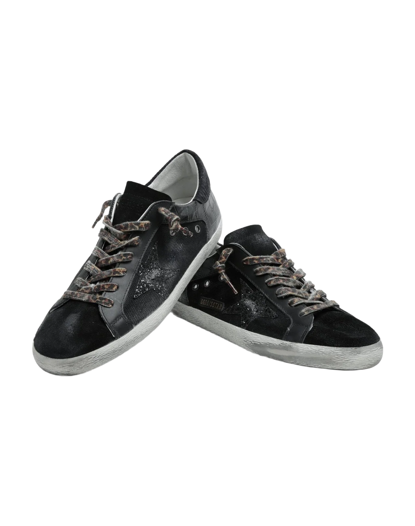 Men | Super-Star Sneakers Black Nylon & Leather with Black Star & Heel Tab | Black