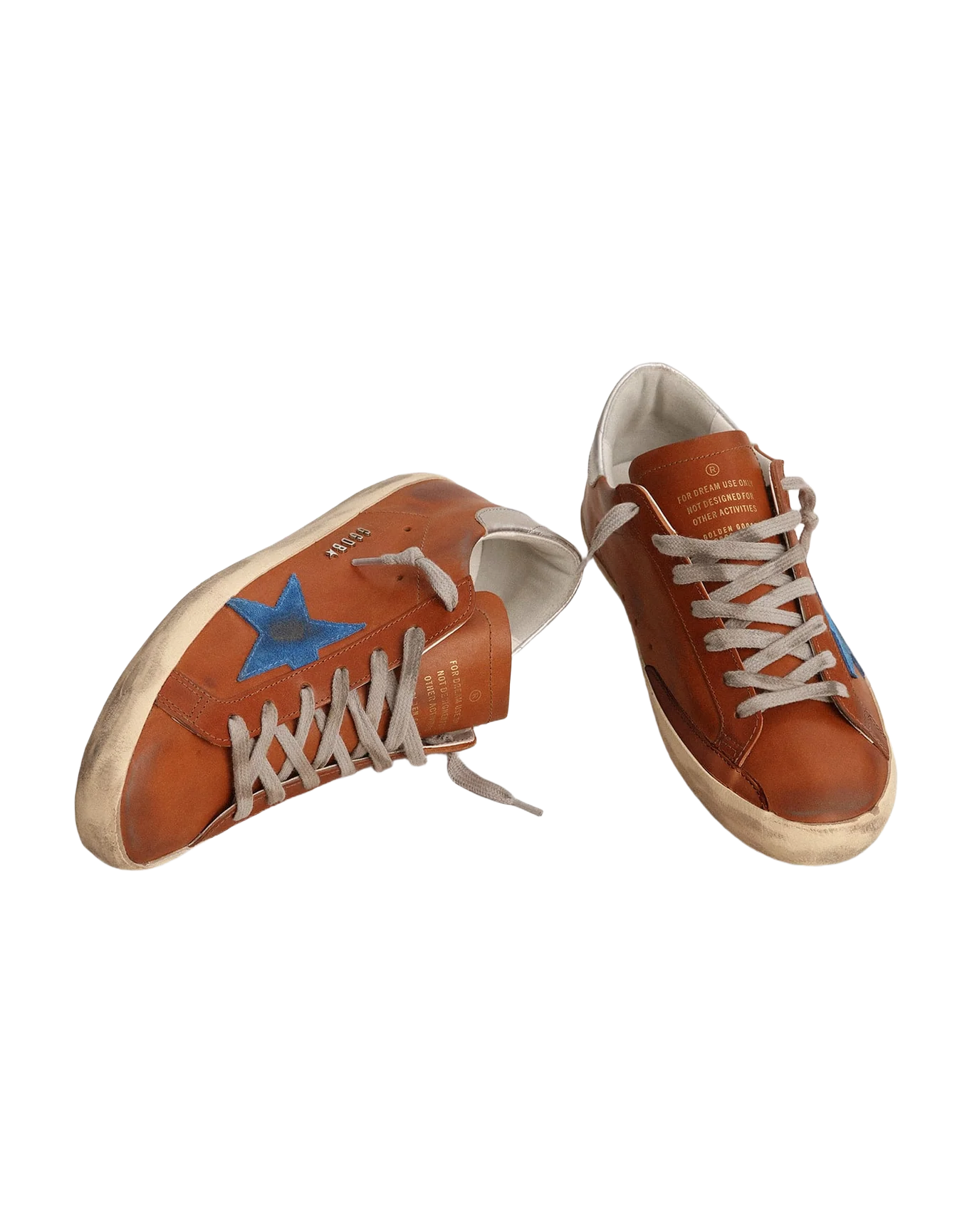 Men | Super-Star Sneakers Brown Leather with Blue Star & Grey Heel Tab | Cuoio x Bluette x Silver - Image 6