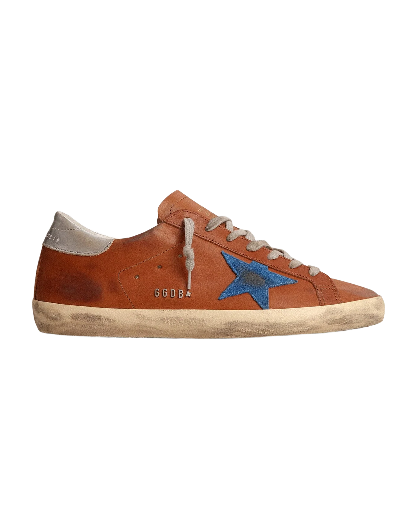 Men | Super-Star Sneakers Brown Leather with Blue Star & Grey Heel Tab | Cuoio x Bluette x Silver - Image 7