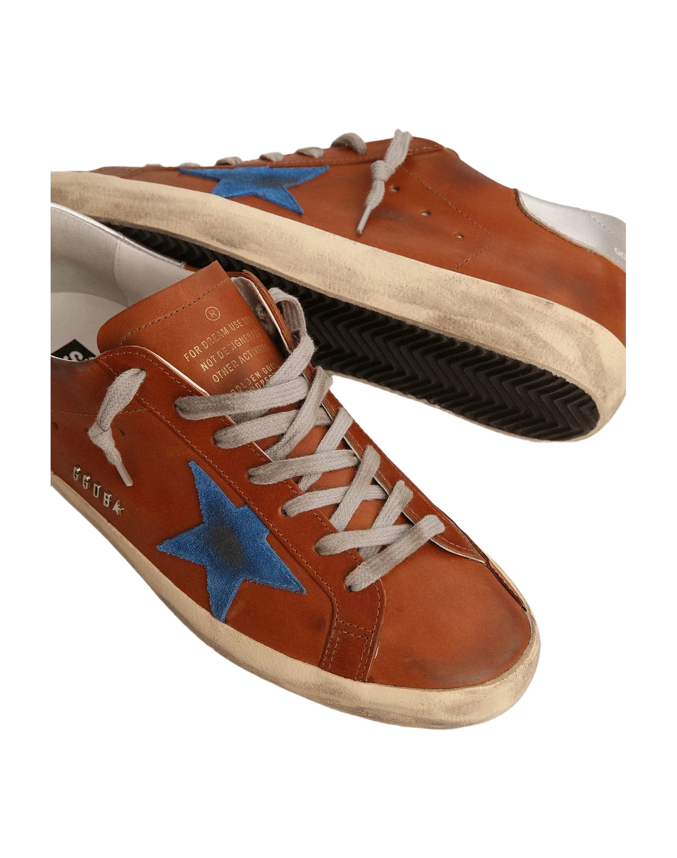 Men | Super-Star Sneakers Brown Leather with Blue Star & Grey Heel Tab | Cuoio x Bluette x Silver - Image 8