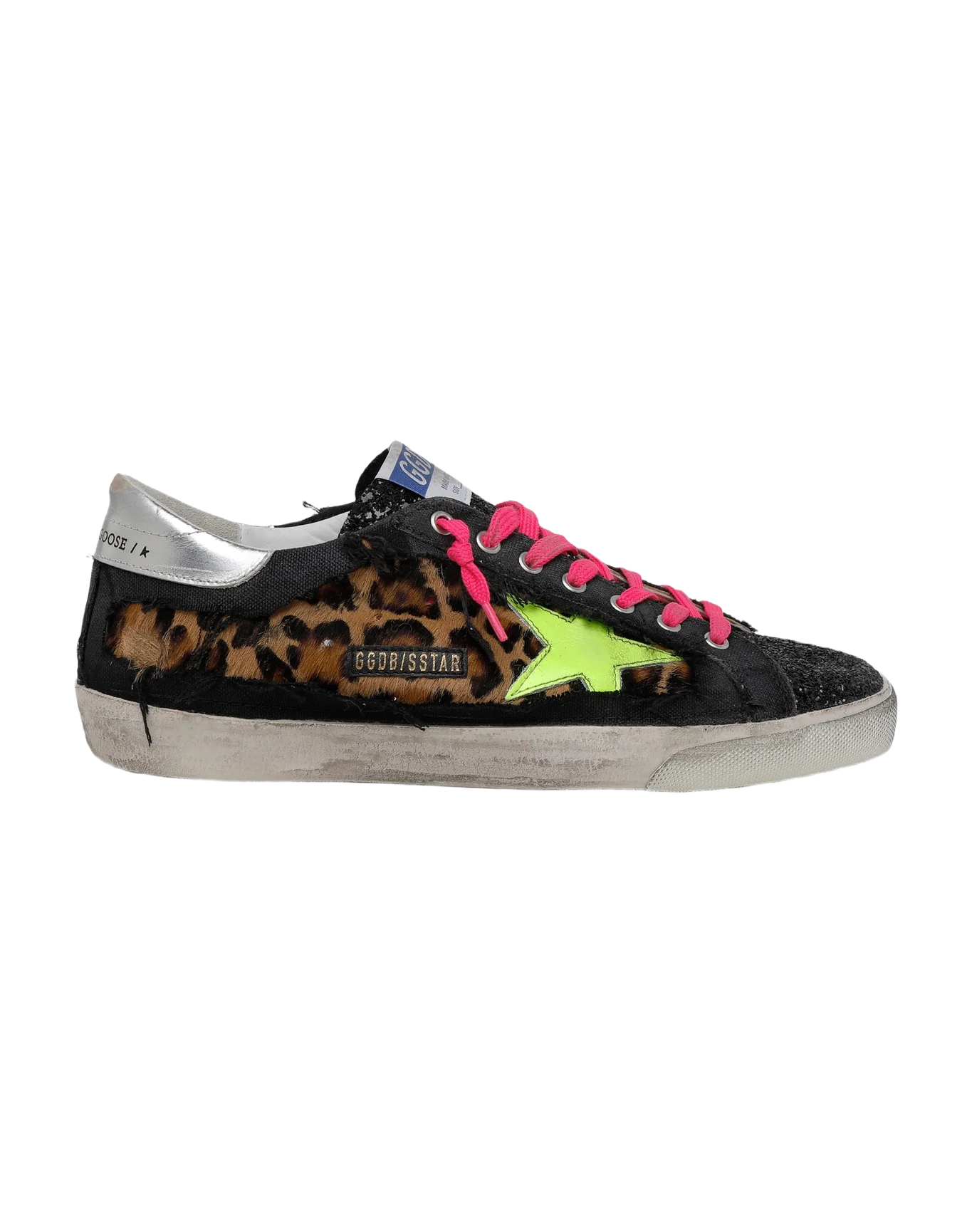 Men | Super-Star Sneakers Leopard-Print Pony Skin & Black Canvas | Brown Leo x Black x Fluo Yellow x Silver - Image 2
