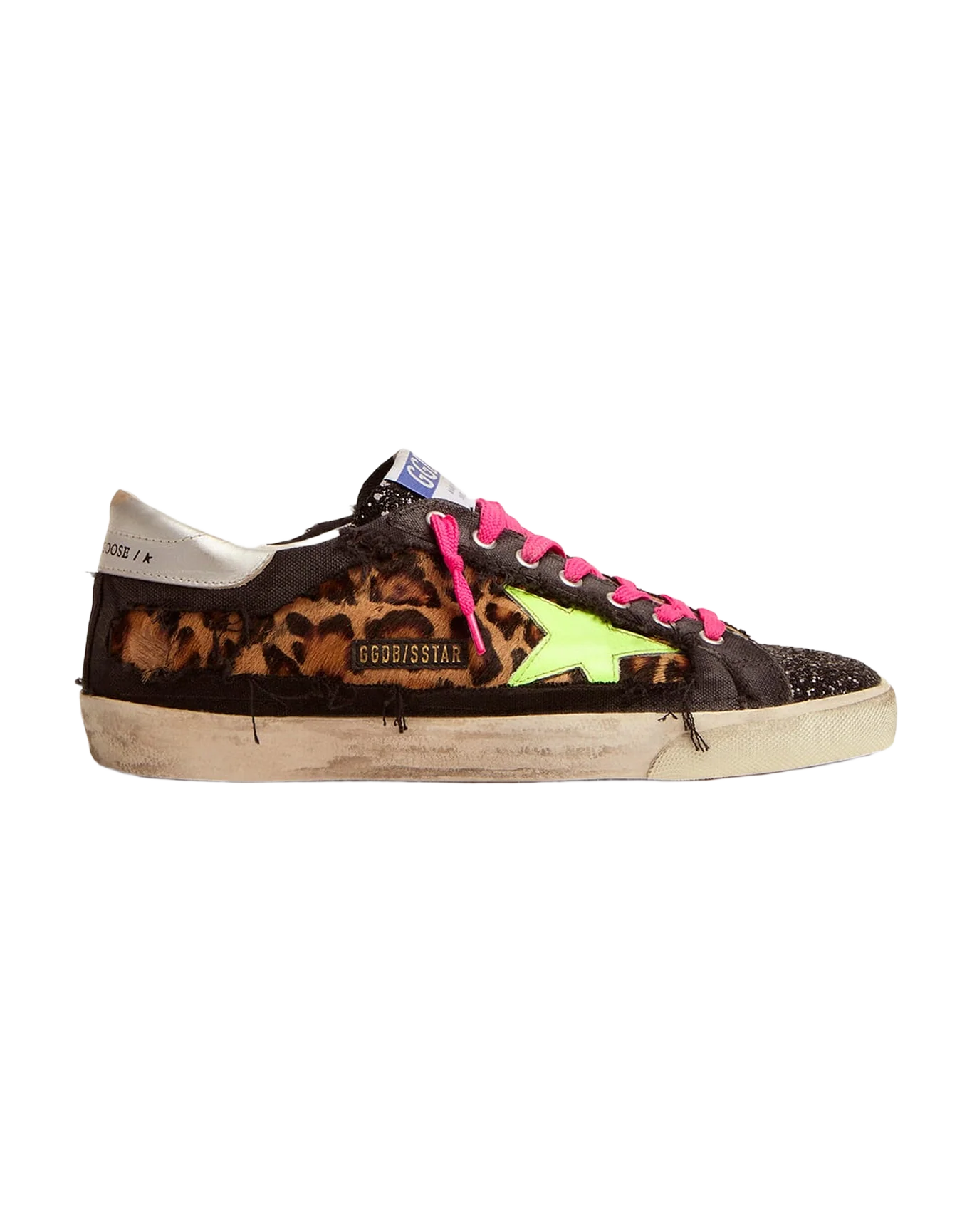 Men | Super-Star Sneakers Leopard-Print Pony Skin & Black Canvas | Brown Leo x Black x Fluo Yellow x Silver - Image 4