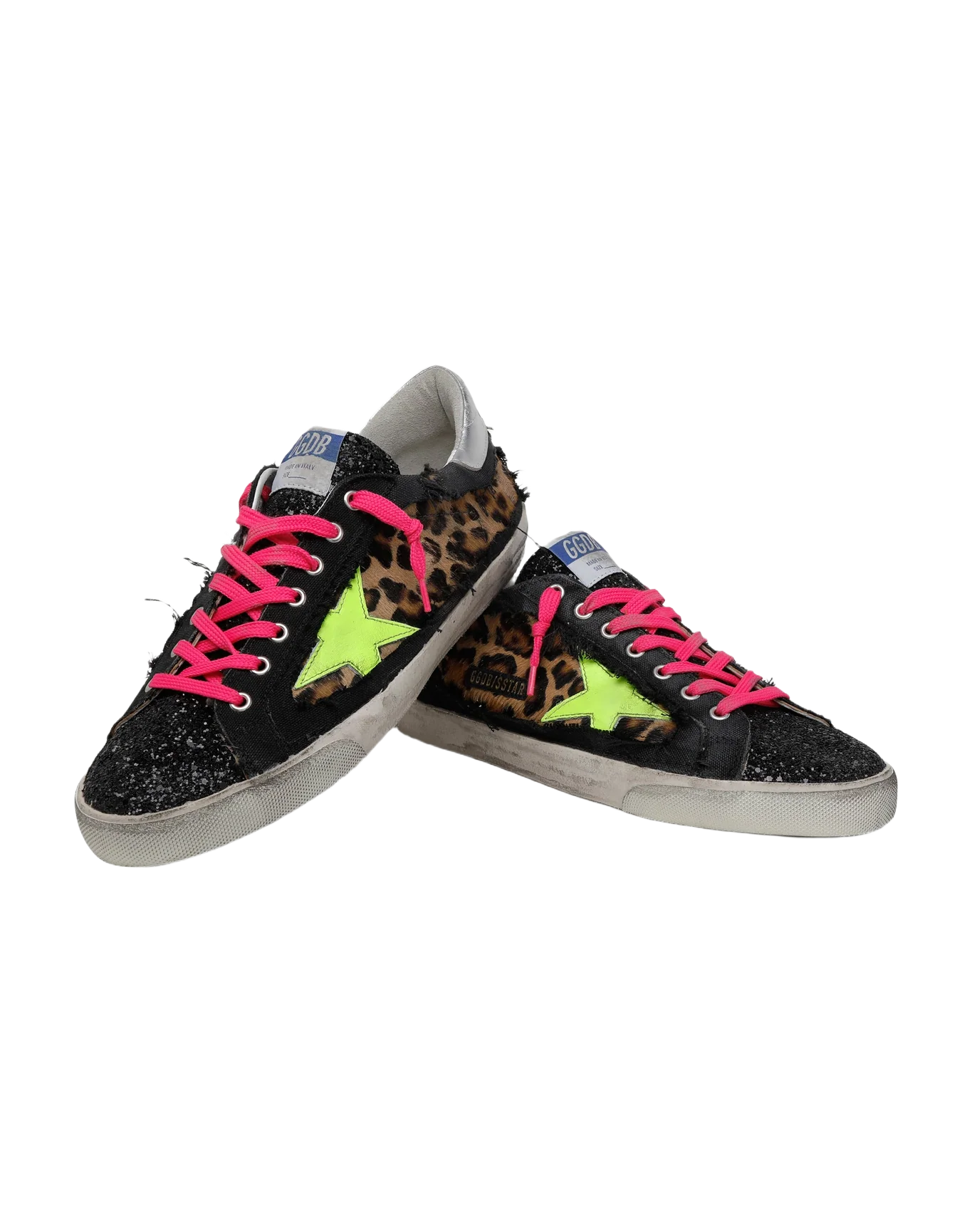 Men | Super-Star Sneakers Leopard-Print Pony Skin & Black Canvas | Brown Leo x Black x Fluo Yellow x Silver - Image 5
