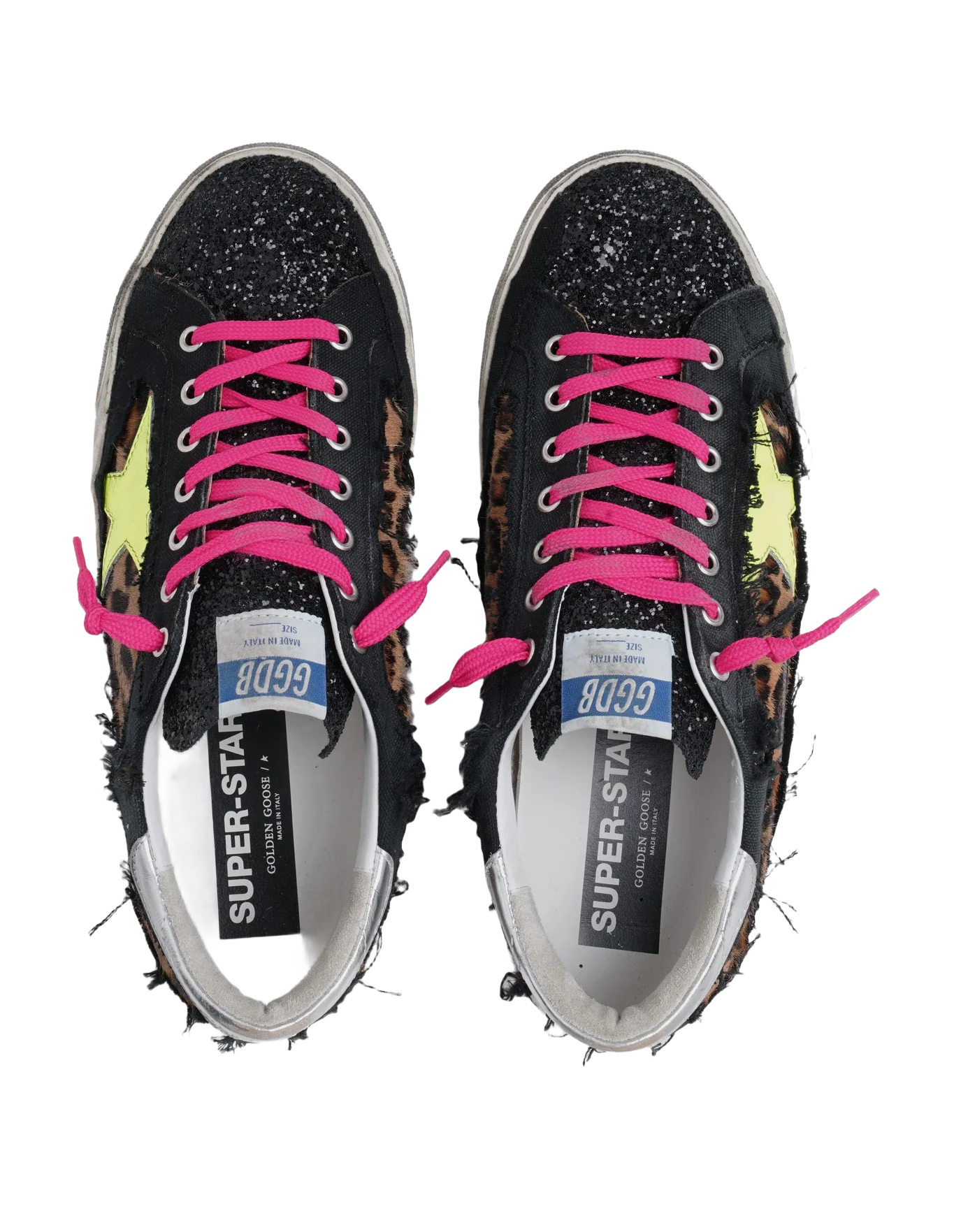 Men | Super-Star Sneakers Leopard-Print Pony Skin & Black Canvas | Brown Leo x Black x Fluo Yellow x Silver - Image 9