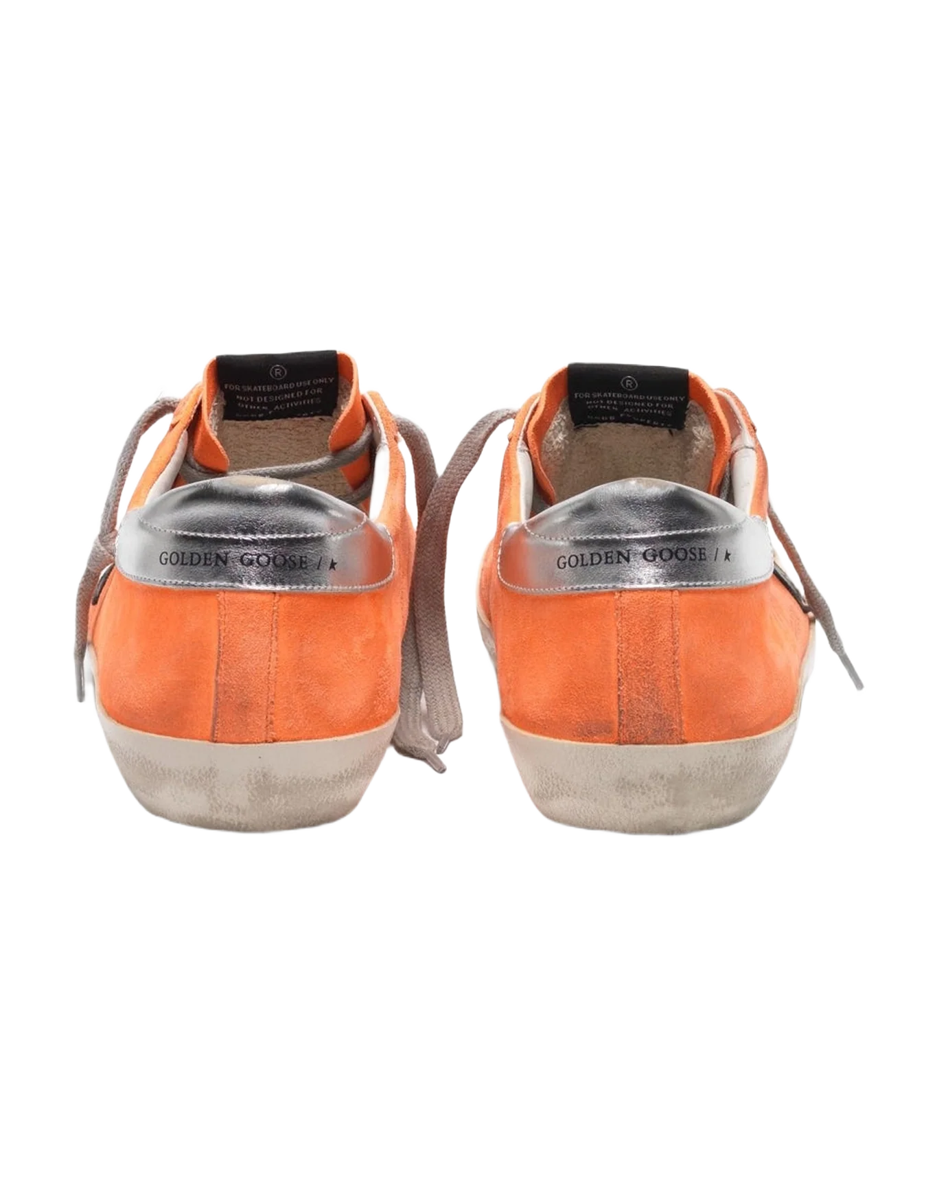 Men | Super-Star Sneakers Orange Leather with Black Star & Silver Heel Tab