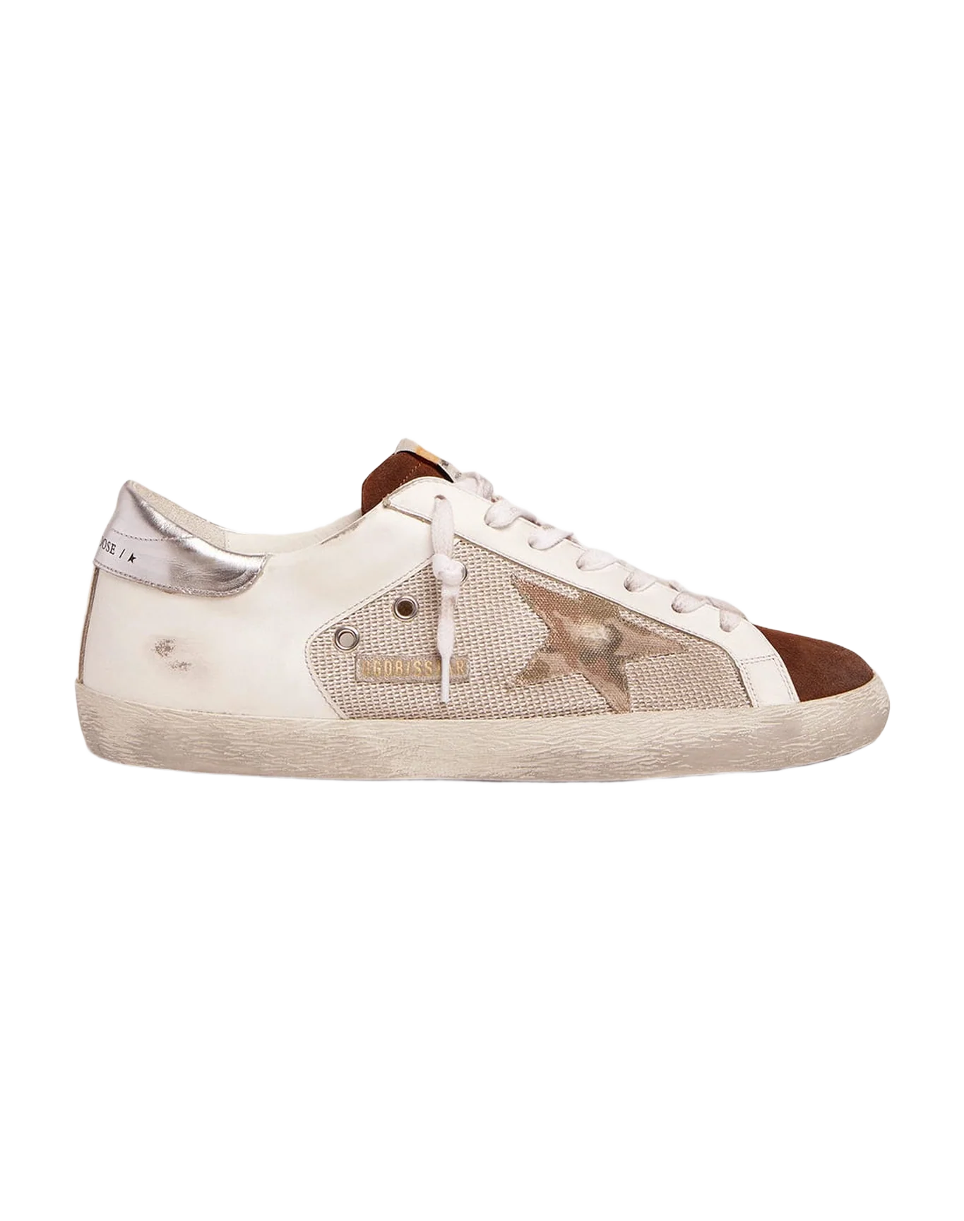 Men | Super-Star Sneakers White Leather & Pale Silver Mesh | Light Silver White x Chestnut x Army Green x Silver - Image 9
