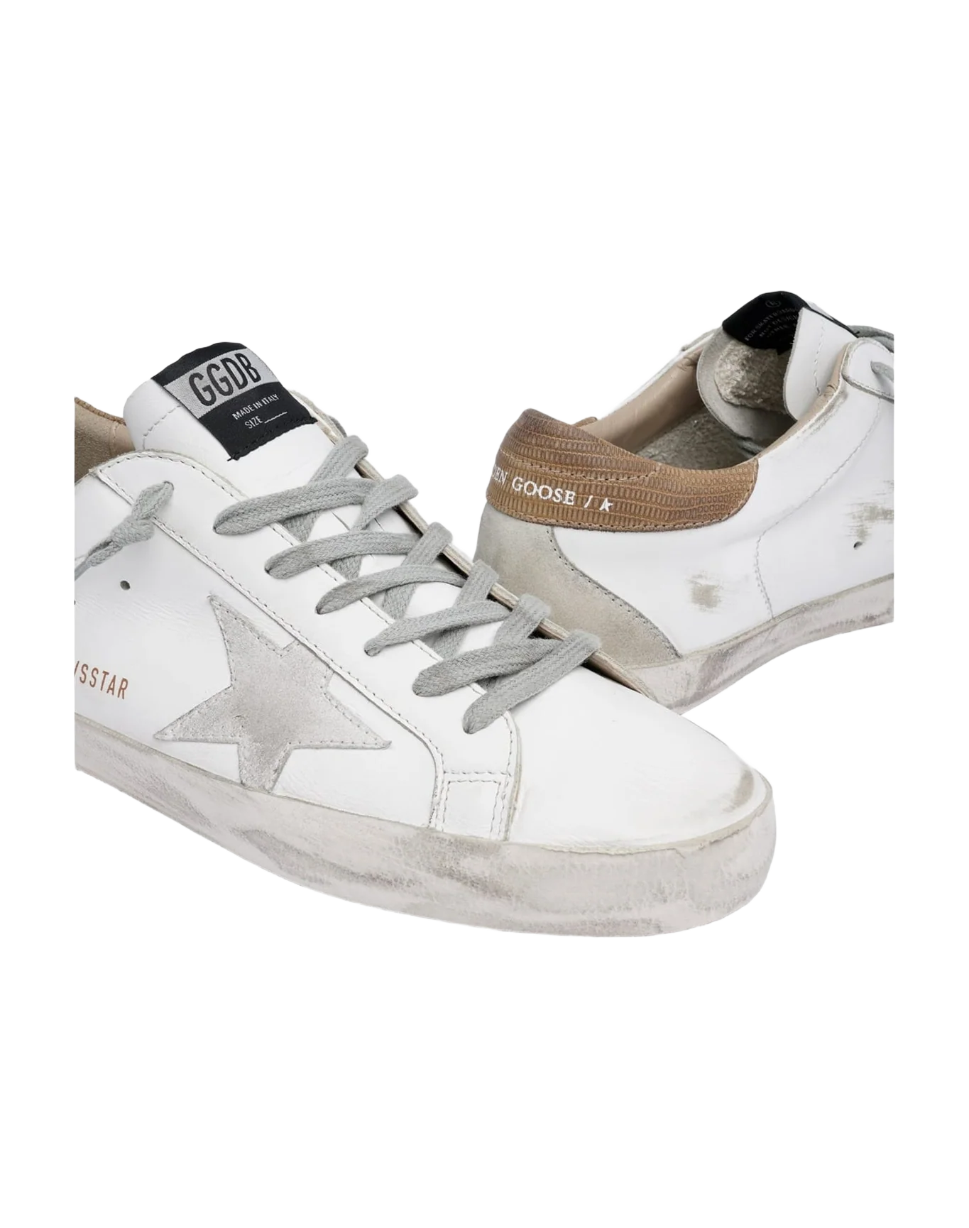 Men | Super-Star Sneakers White Leather with Brown Laminated Heel Tab