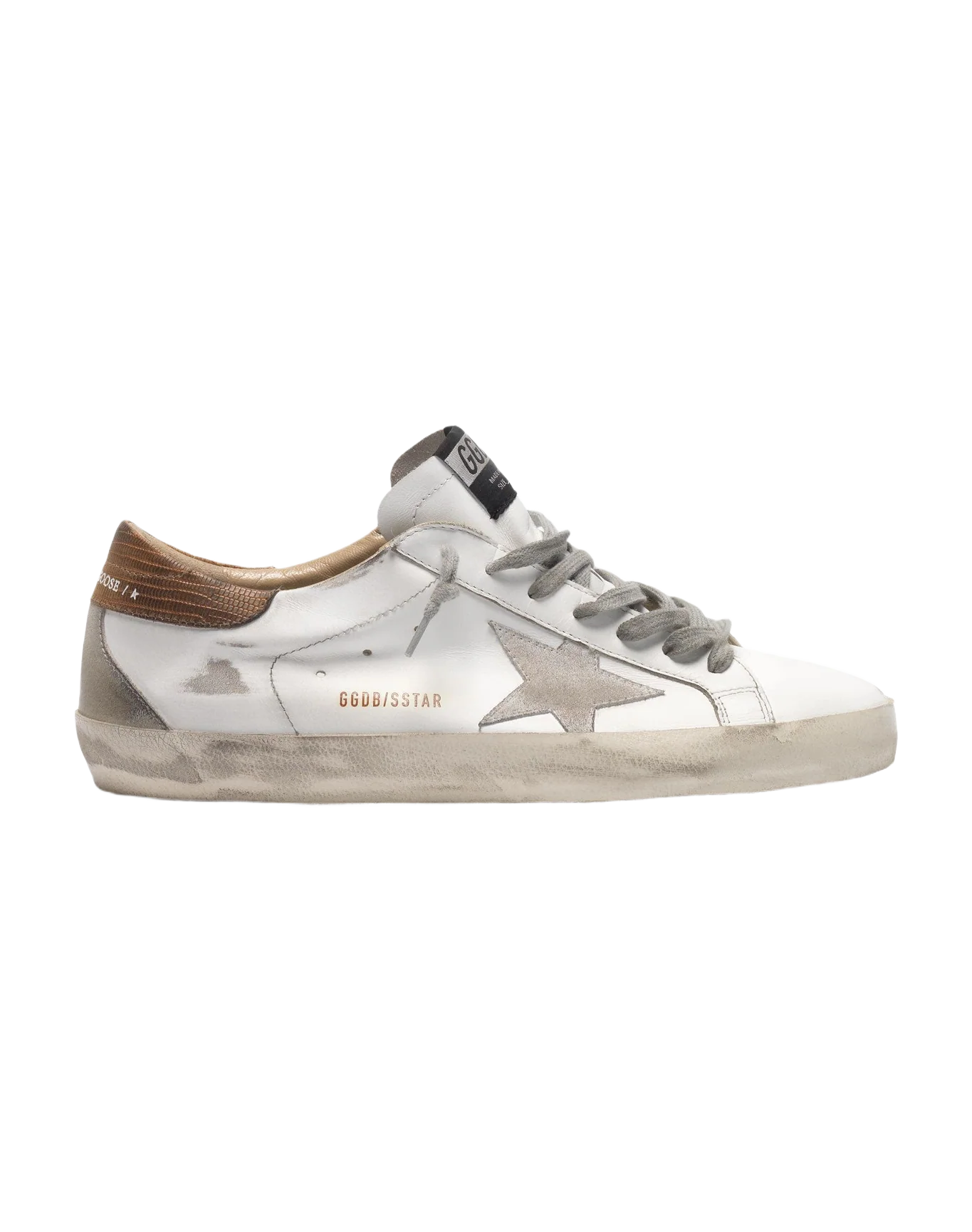 Men | Super-Star Sneakers White Leather with Brown Laminated Heel Tab - Image 3