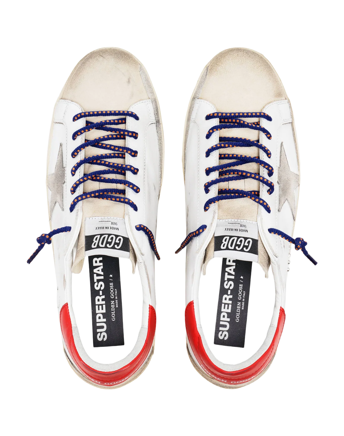 Men | Super-Star Sneakers White Leather with Grey Suede Star & Red Leather Heel Tab | White x Ice x Seedpearl x Red - Image 3
