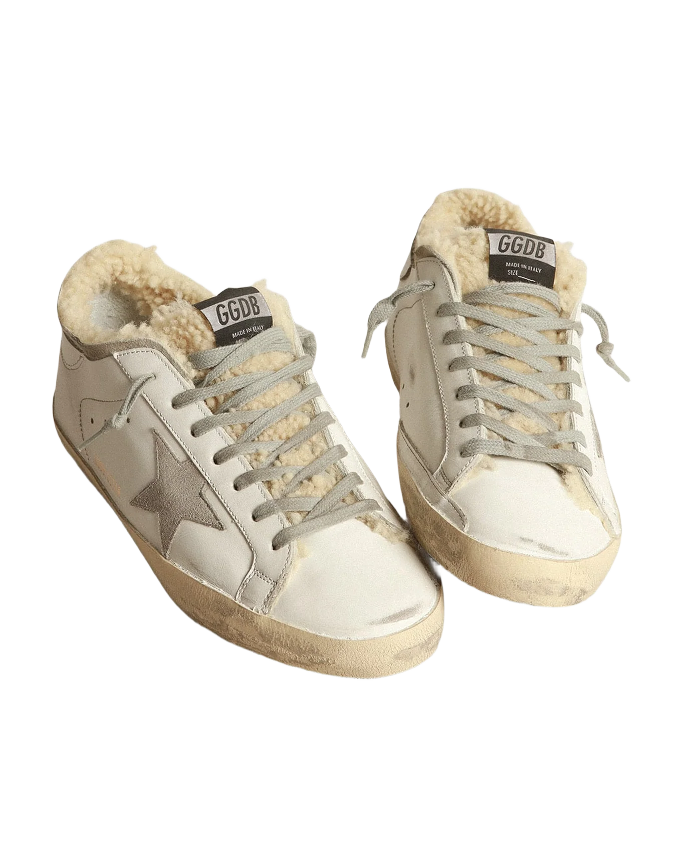 Men | Super-Star Sneakers with Double Structure Shearling | White x Ice x Beige - Image 8