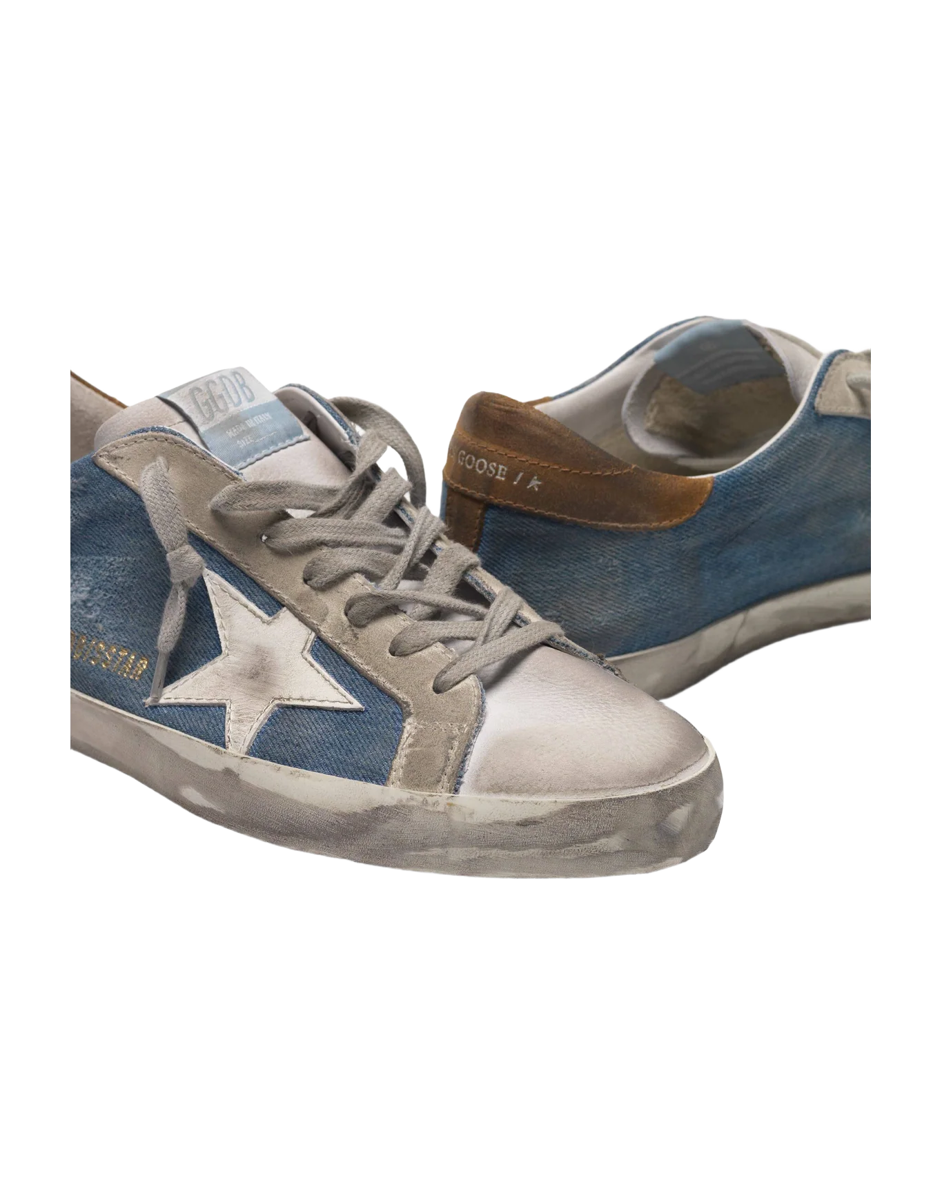 Men | Super-Star Sneakers with Light Blue Denim-White - Image 2