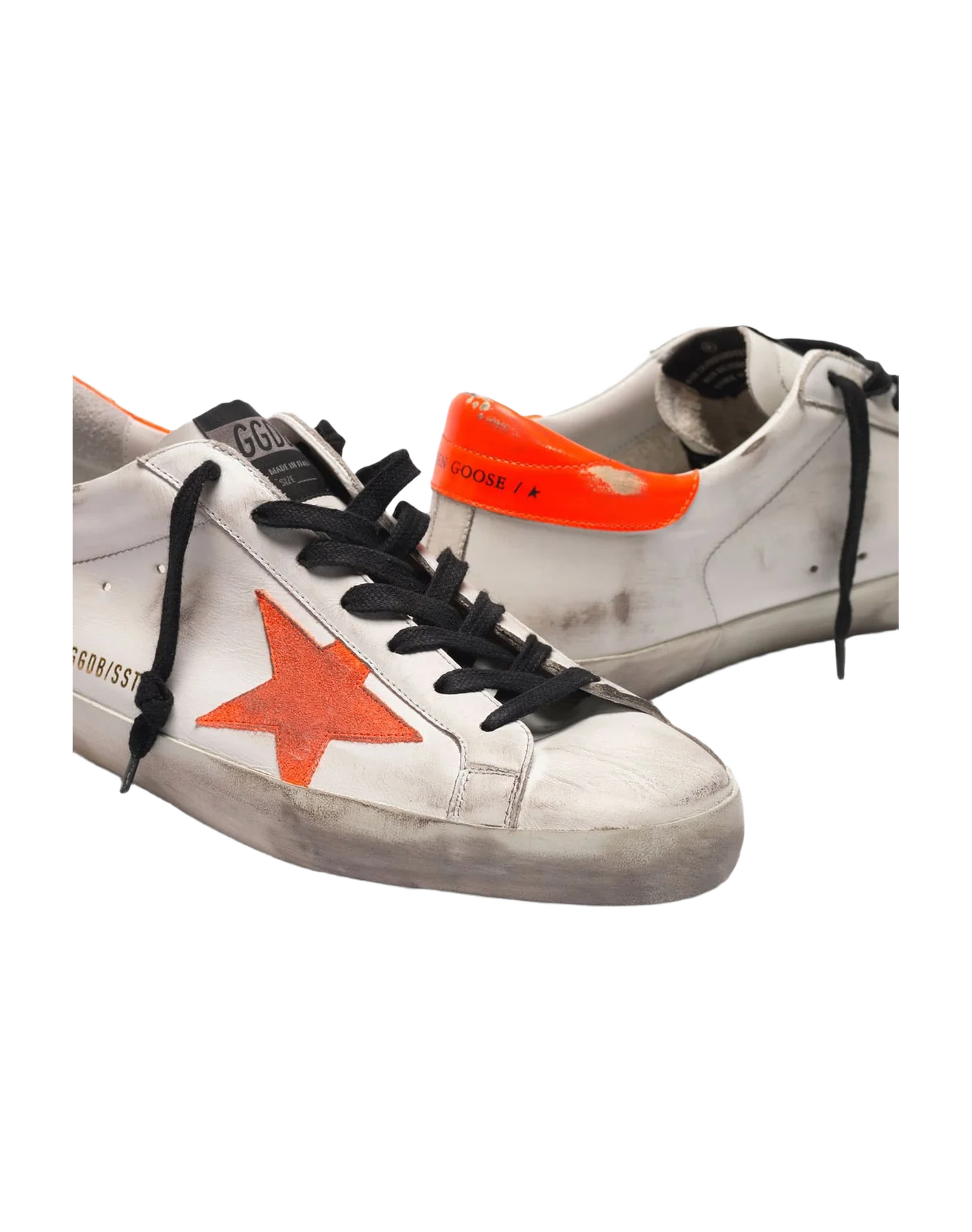 Men | Super-Star Sneakers with Star & Fluorescent Orange Heel Tab - Image 3