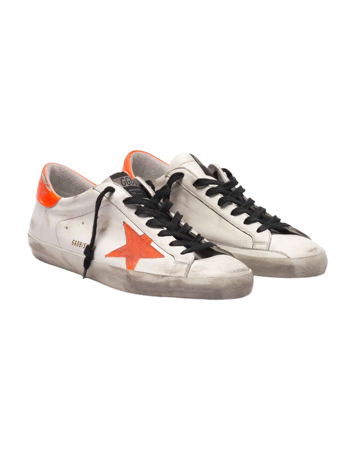 Men | Super-Star Sneakers with Star & Fluorescent Orange Heel Tab - Image 4